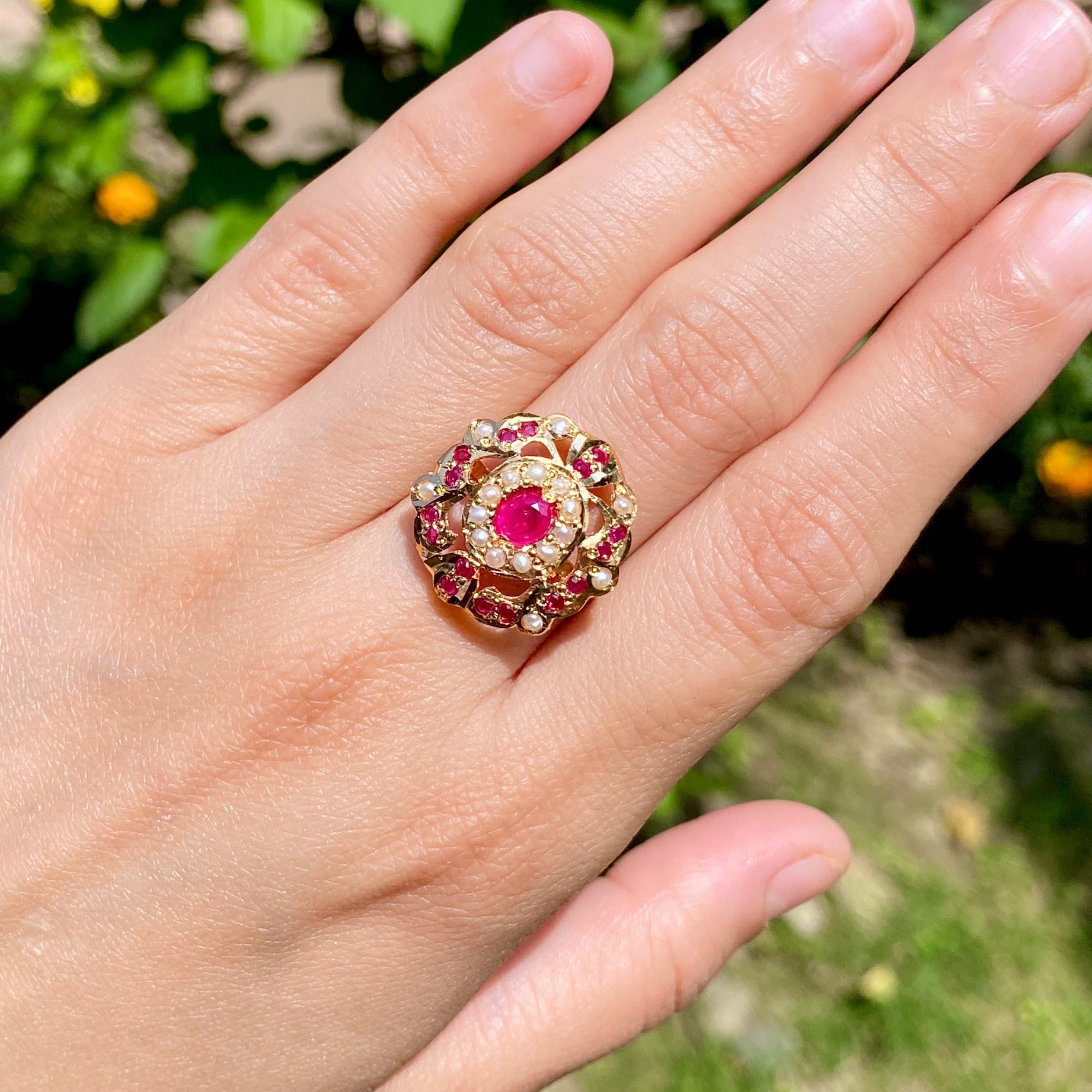 Oval Women's Ring on Silver Base | Jadau Jewelry Online LR 112