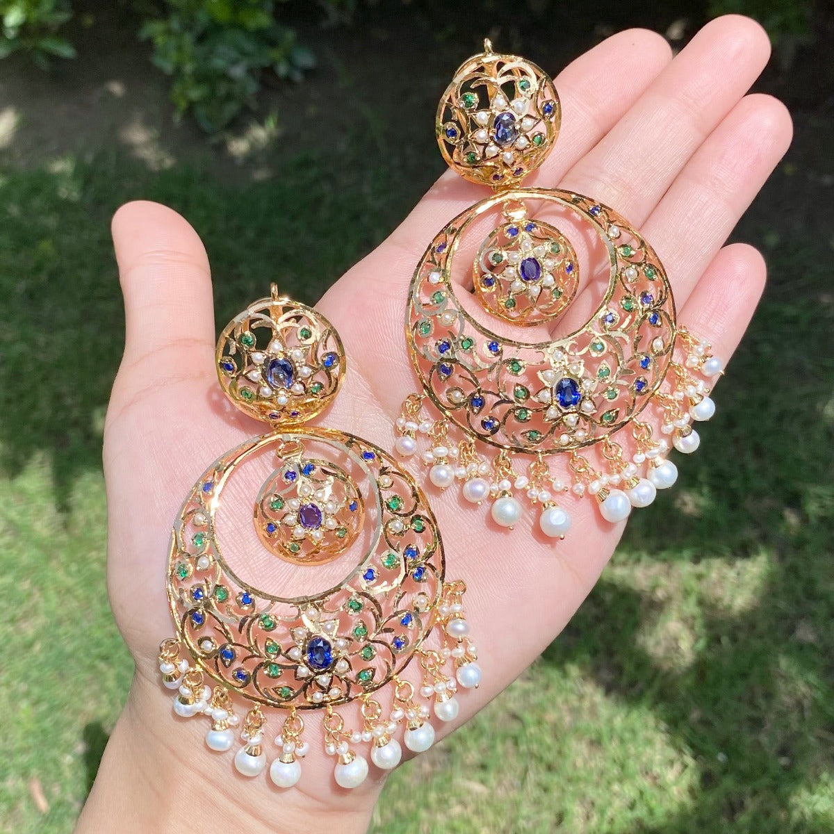 gold chandbali earrings tanishq