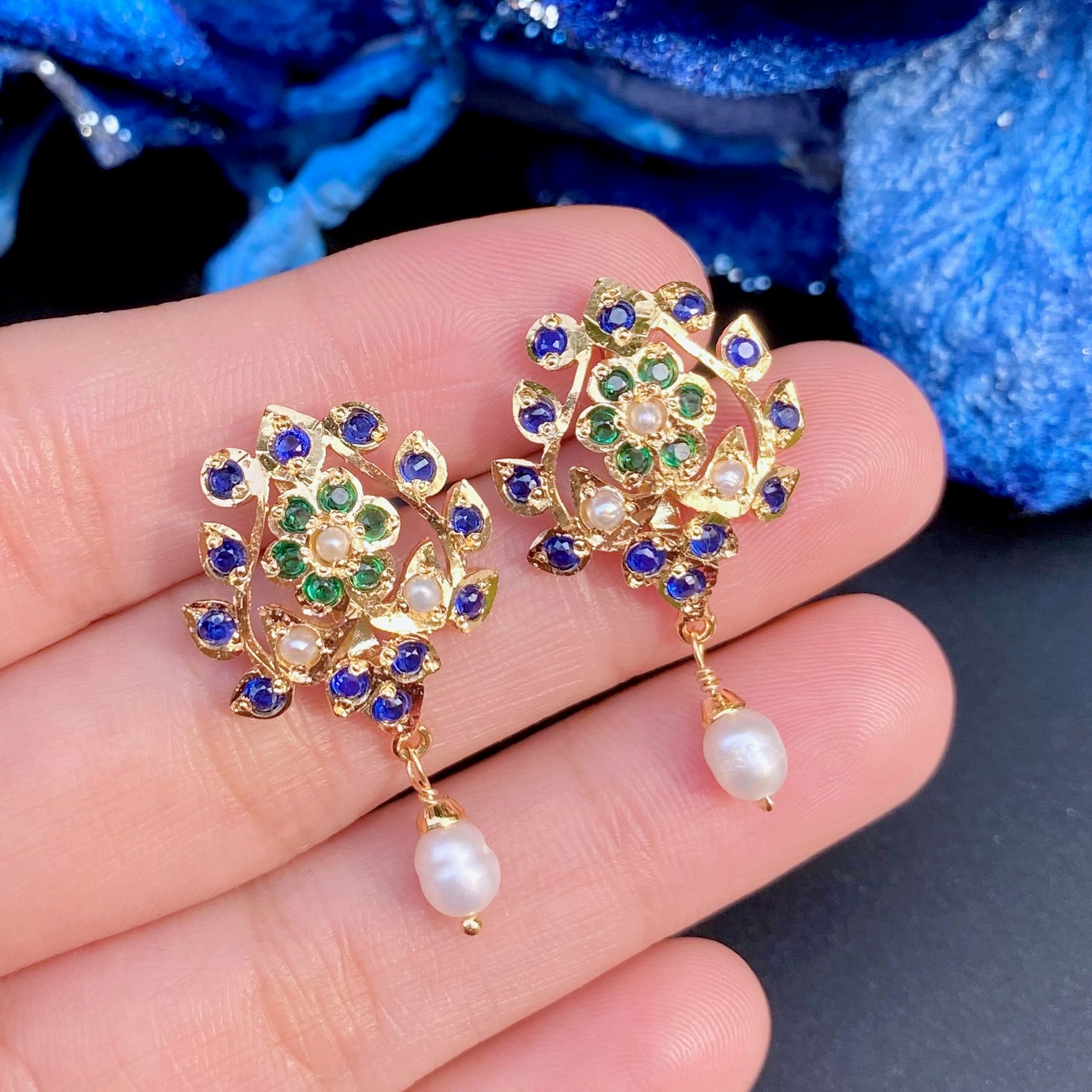 Silver Stud Earrings | Handmade Indian Jewelry Gold Plated ER 664