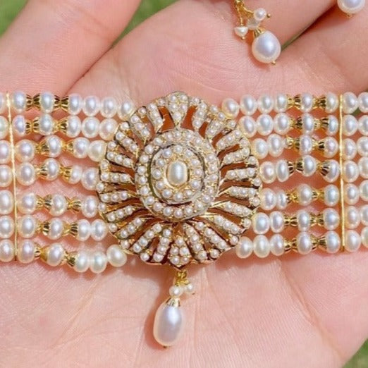 22K Yellow Gold & Gemstone Antique Choker Necklace Set (58.5gm) – Virani  Jewelers