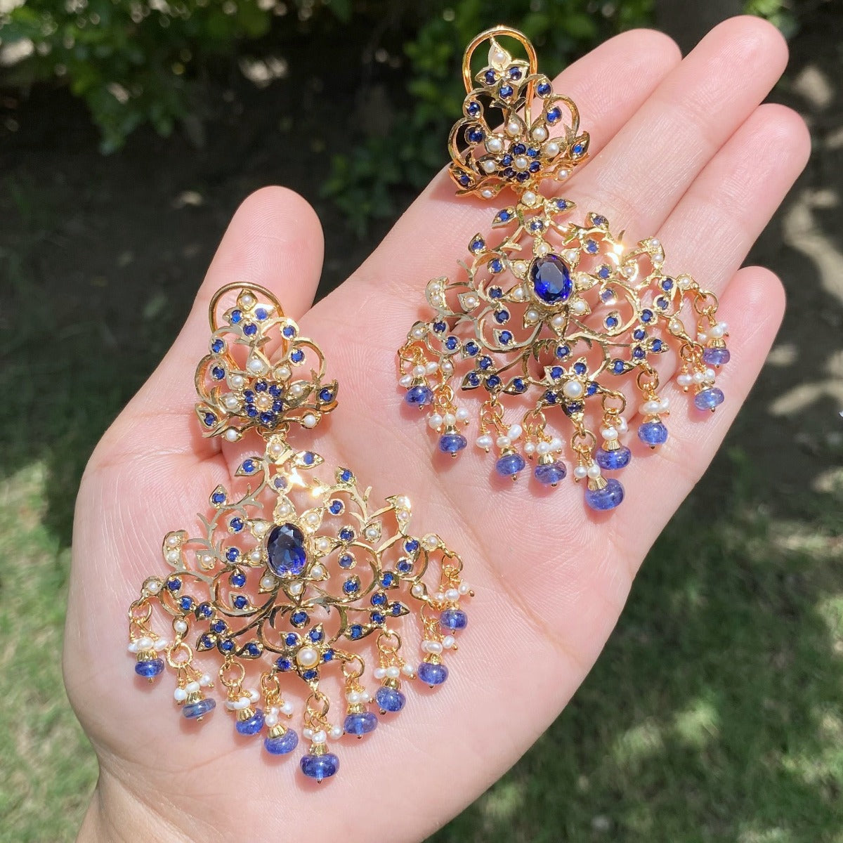 silver plated jadau earrings
