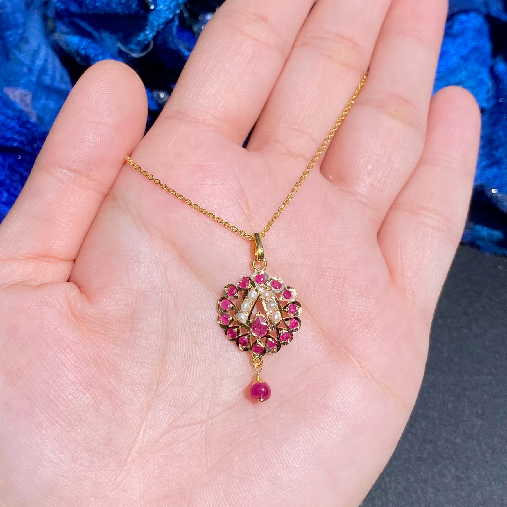 Cute Ruby and Pearl Pendant in 22k Gold | Gold Jewelry for Gifting GP 017