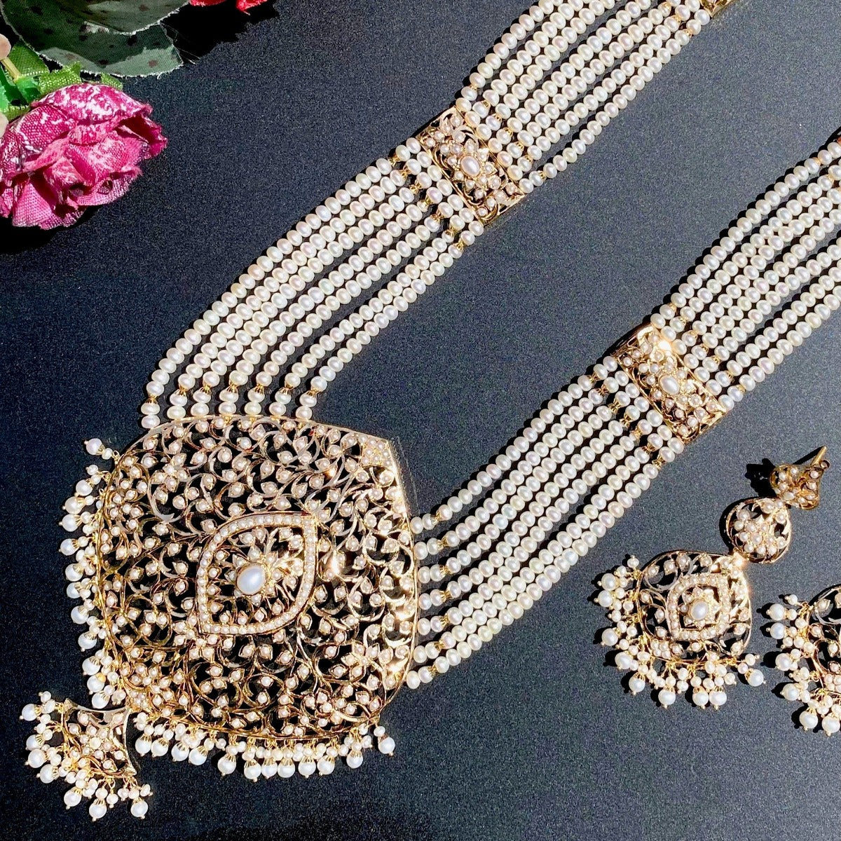 pearl rani haram made in gold 22 carat