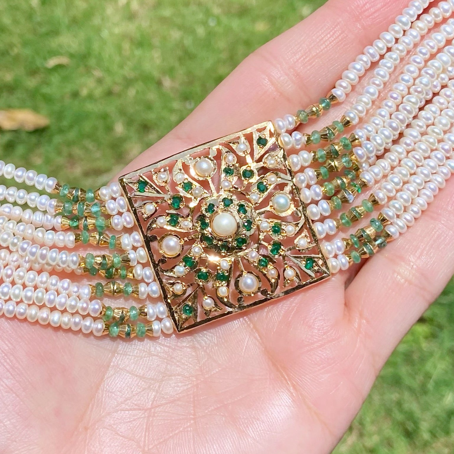 Antique Design Jadau Dasti | Old World Charm | Gold Plated on Silver Base BG 174
