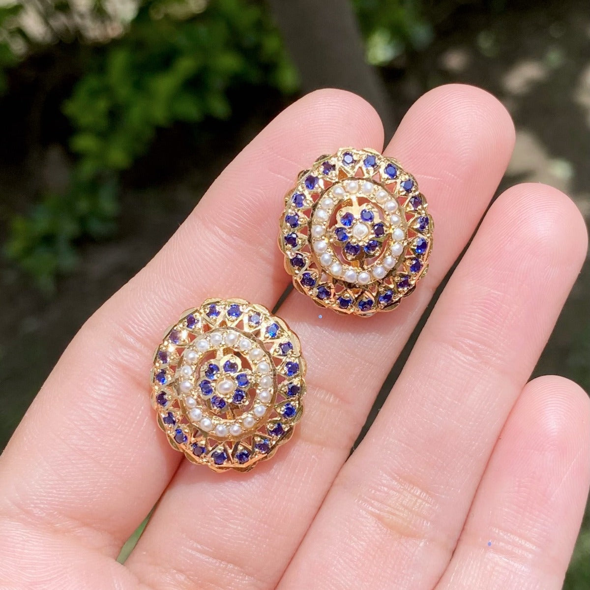 gold plated earrings neelam and pearls