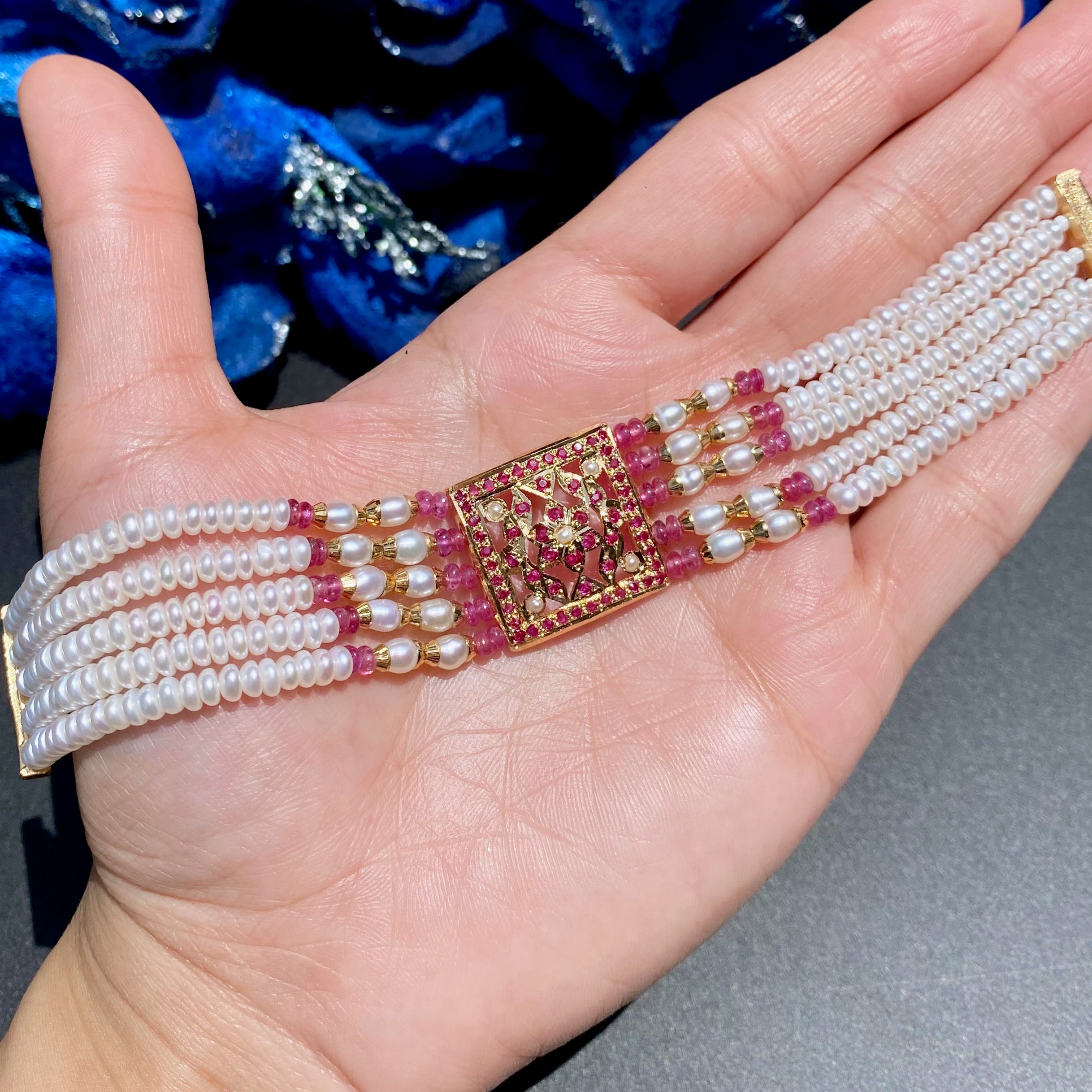 Jadau Bracelet for Women | Traditional Indian Wristwear | Gold Plated on 925 Silver BG 169