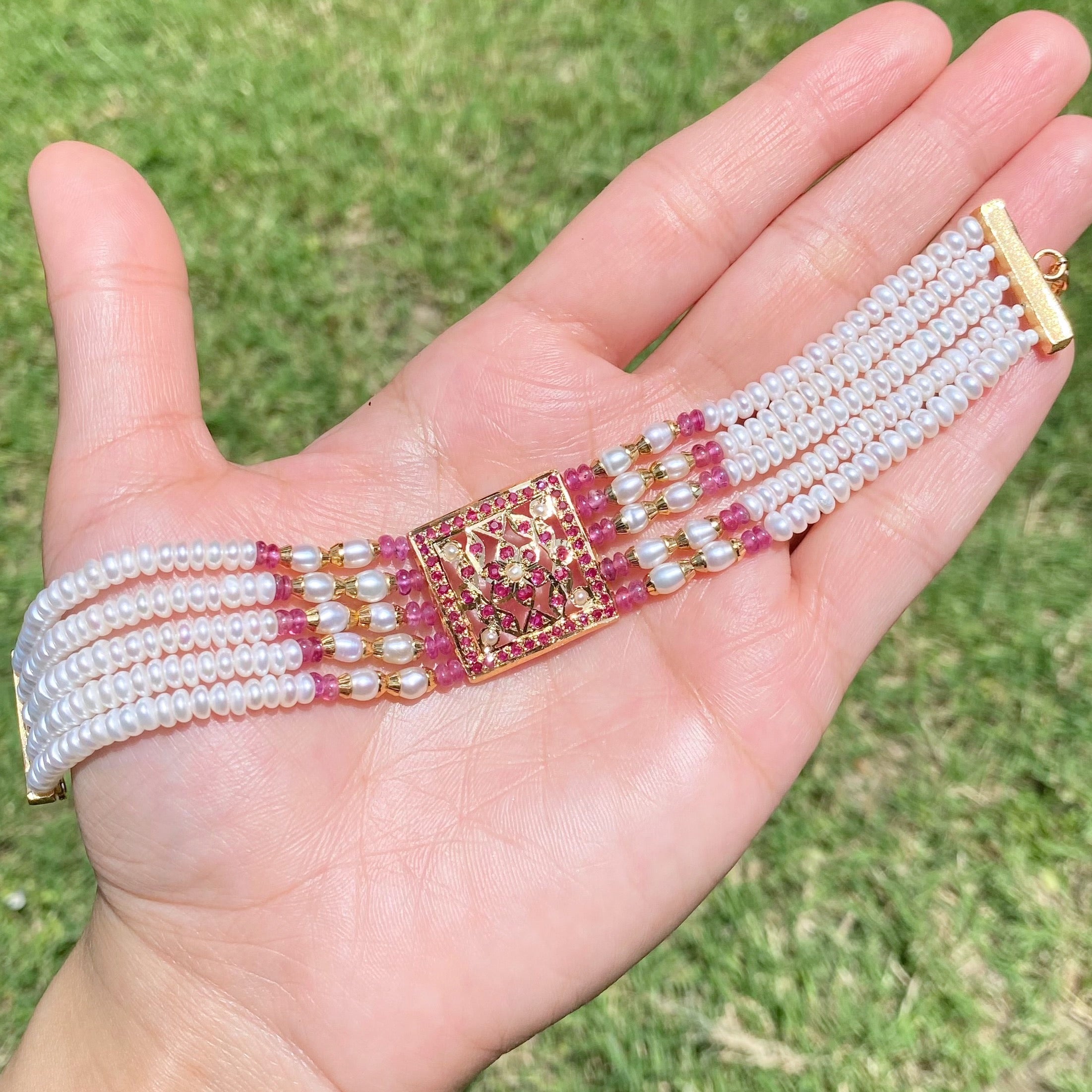 Jadau Bracelet for Women | Traditional Indian Wristwear | Gold Plated on 925 Silver BG 169