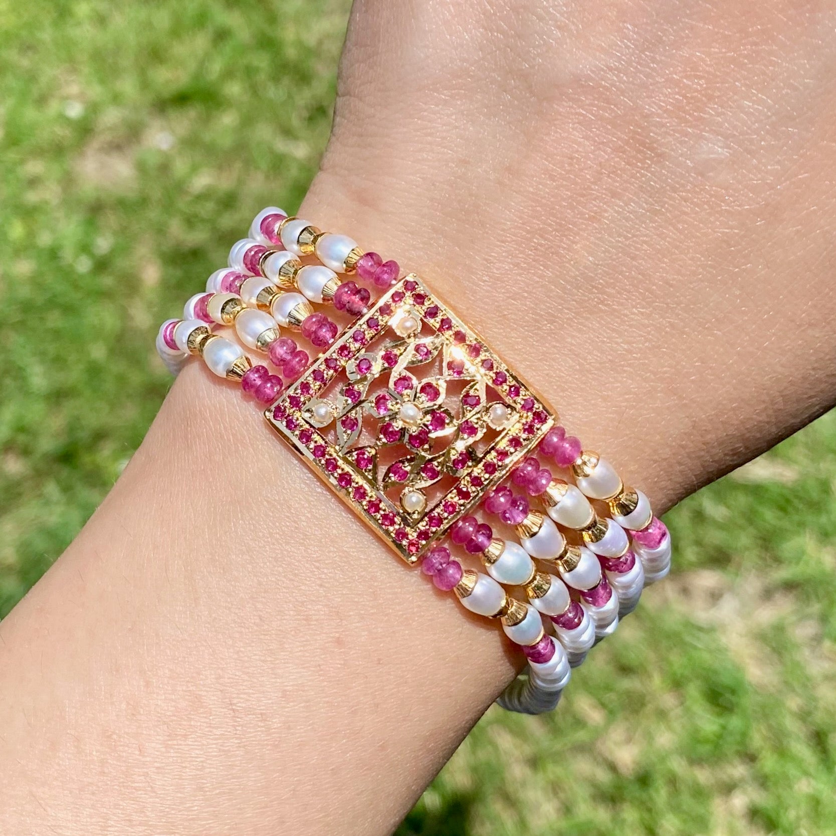 Jadau Bracelet for Women | Traditional Indian Wristwear | Gold Plated on 925 Silver BG 169