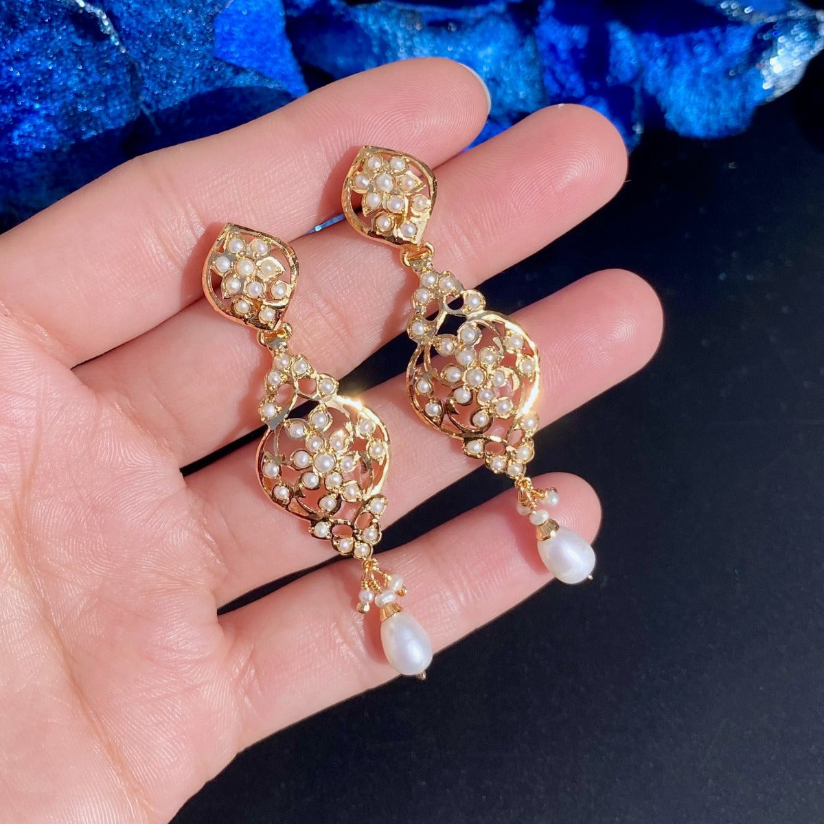 cute jadau earrings gold plated