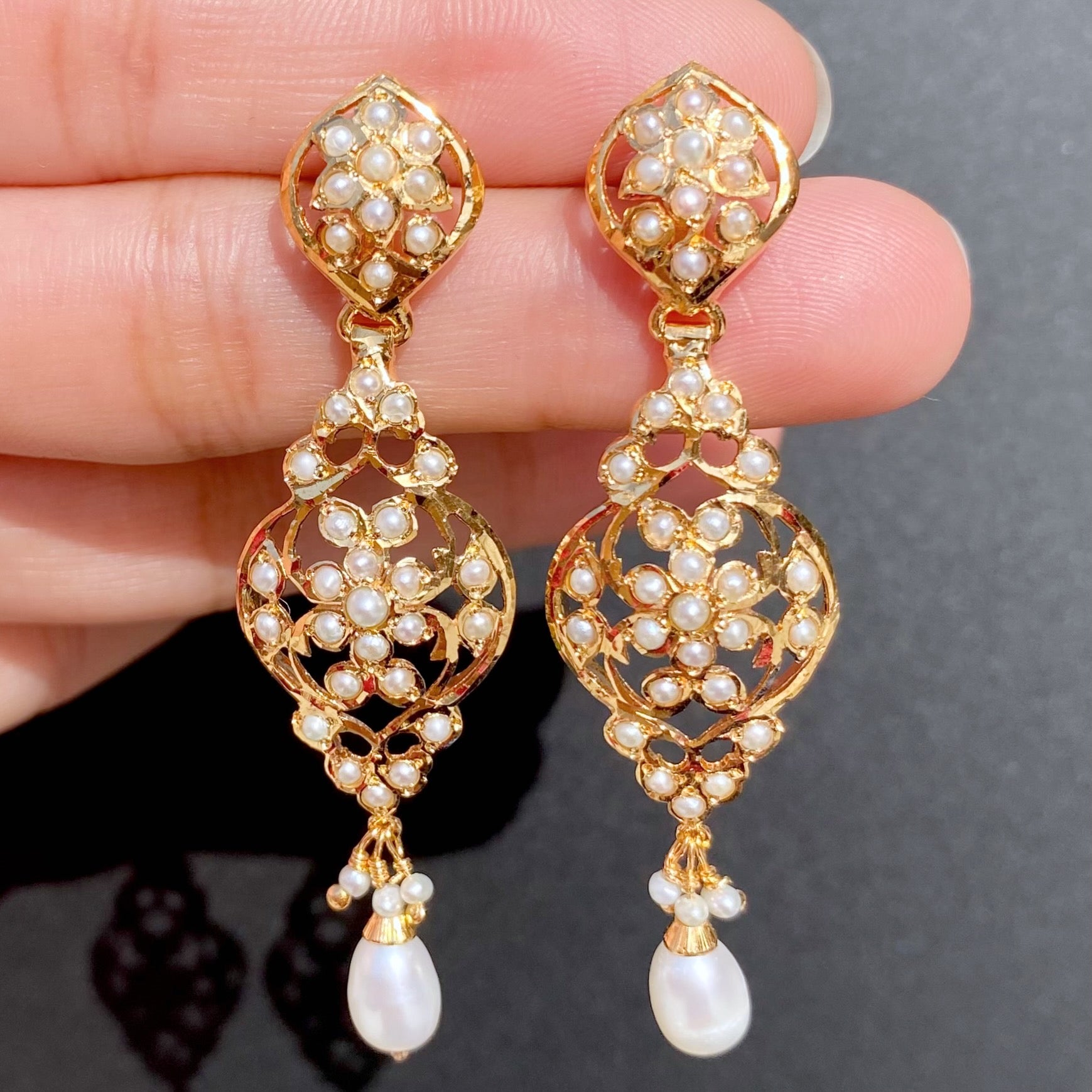 dainty pearl drop and dangle earrings