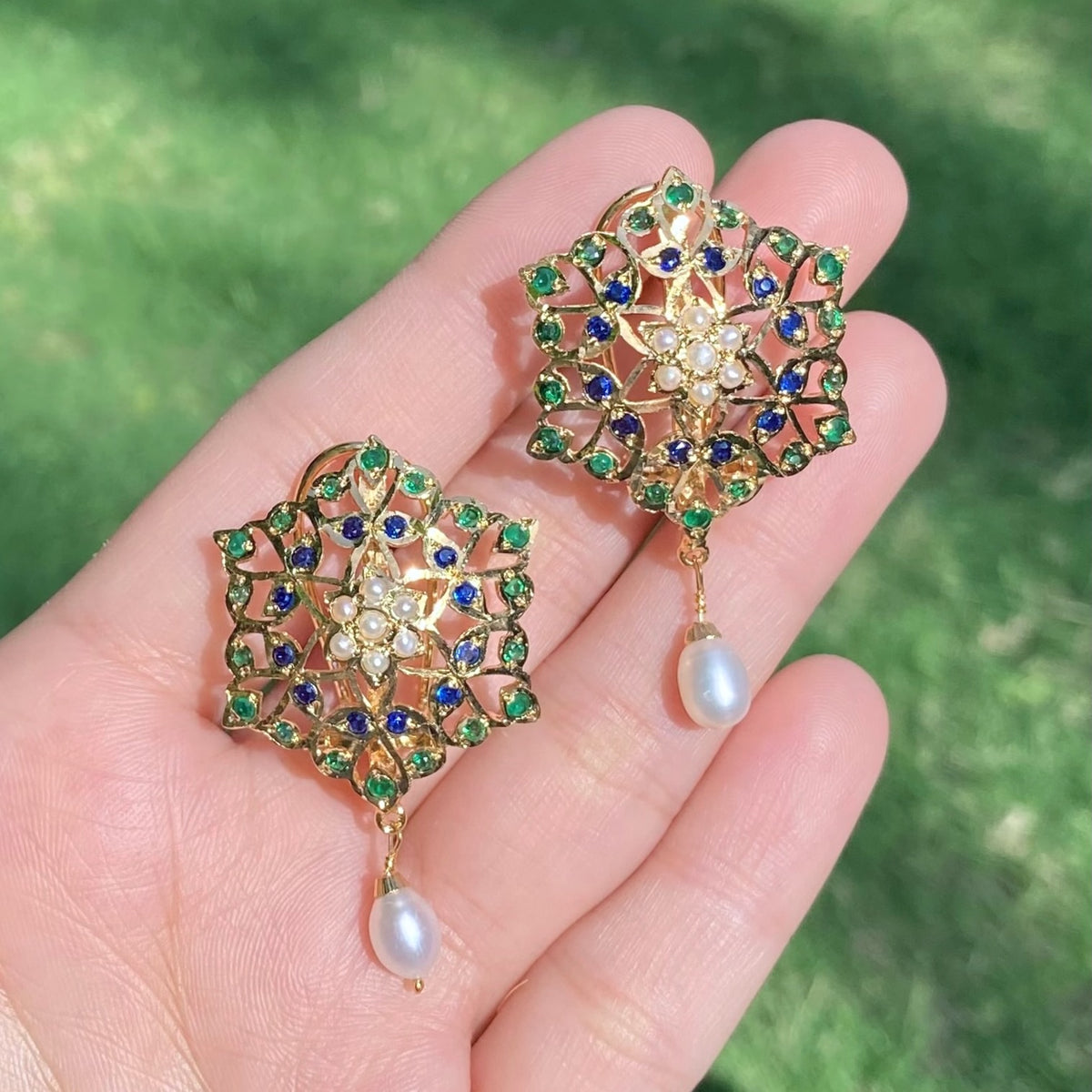 Openwork Jadau Pendant Set | Gold Plated 925 Silver PS 144