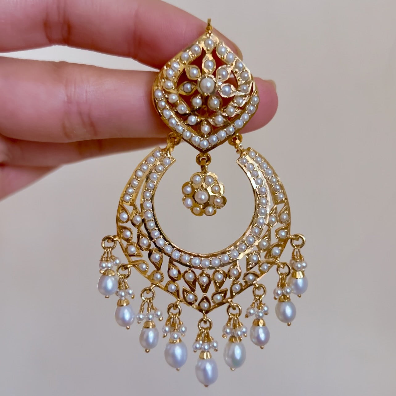 Elegant and Evergreen Pearl Chandbali Earrings | ER 643