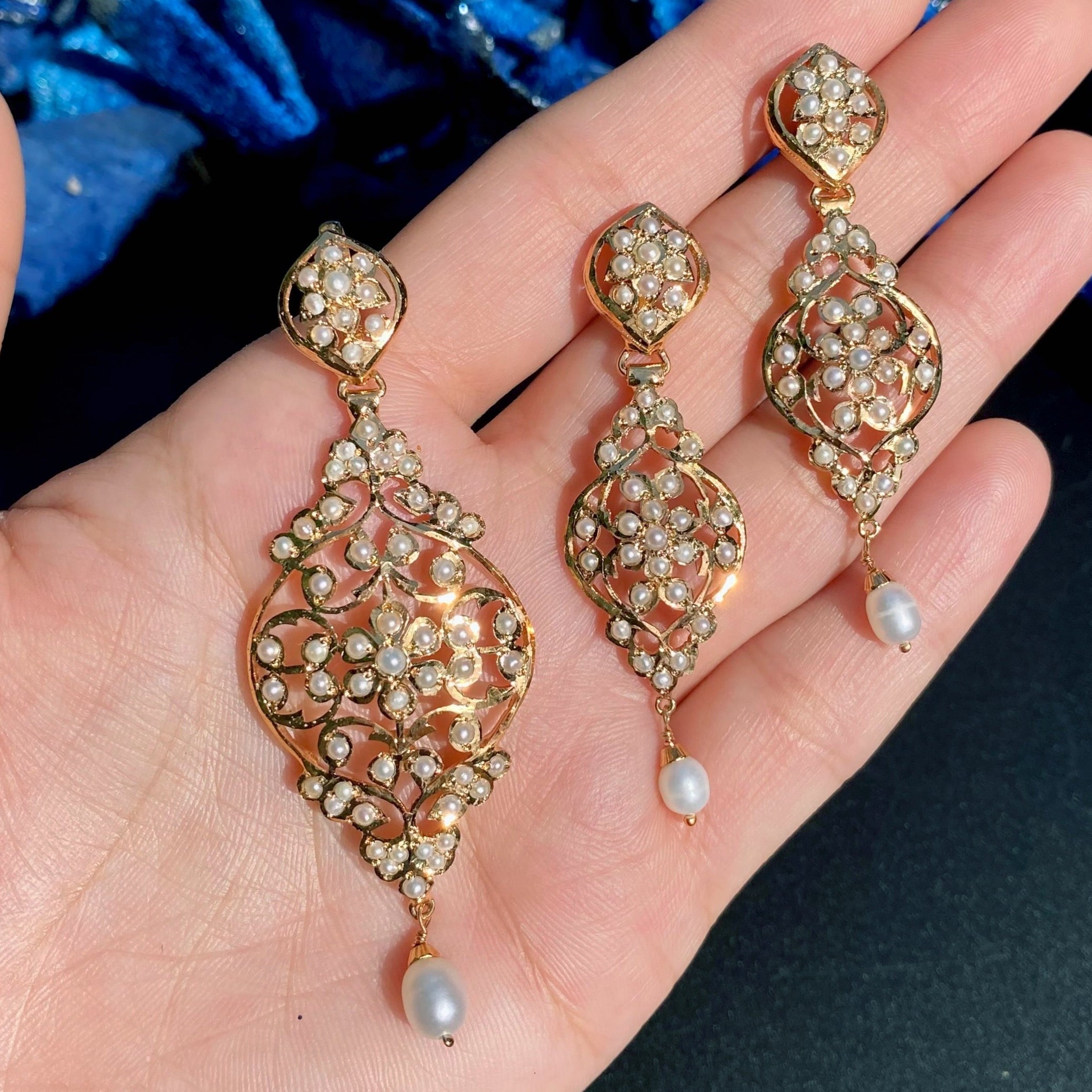 Edwardian Style Seed Pearl Pendant Set | Gold Plated on Silver PS 139