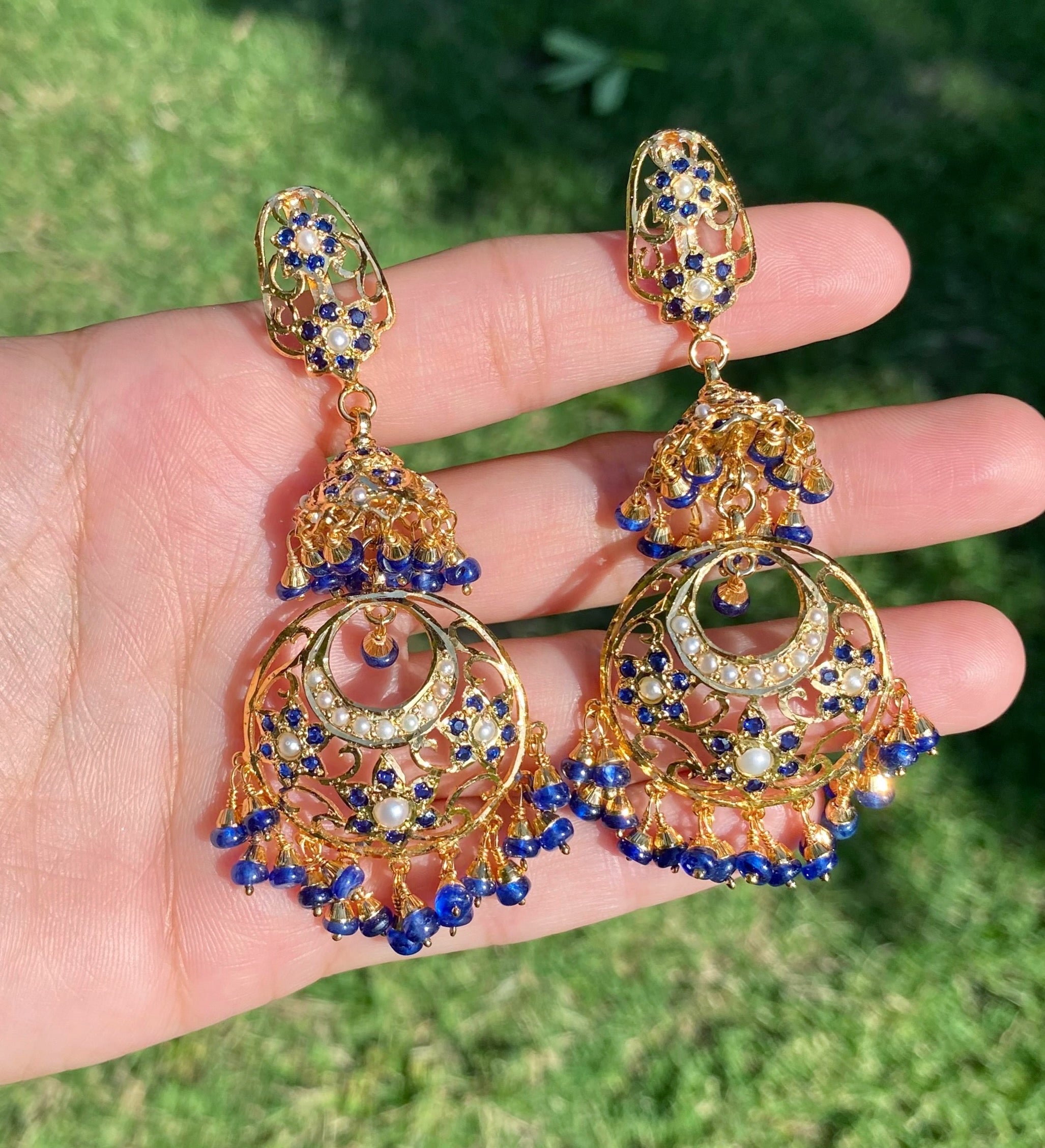 Exquisite Jadau Necklace Paired with Chandbali Jhumka Earrings | Gold Plated on Silver NS 453