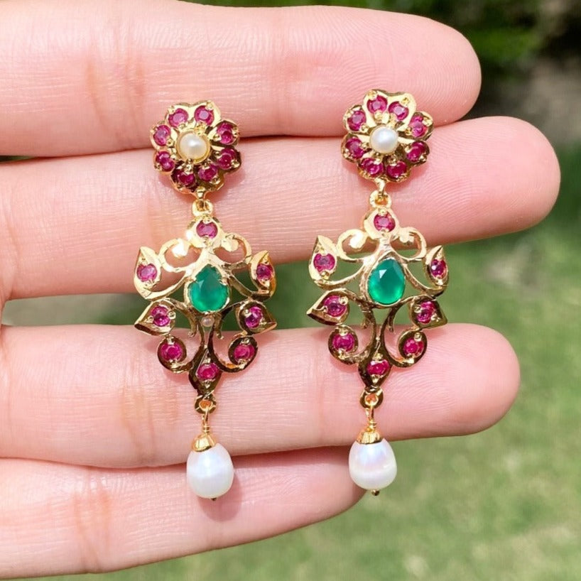 gold plated kundan earrings