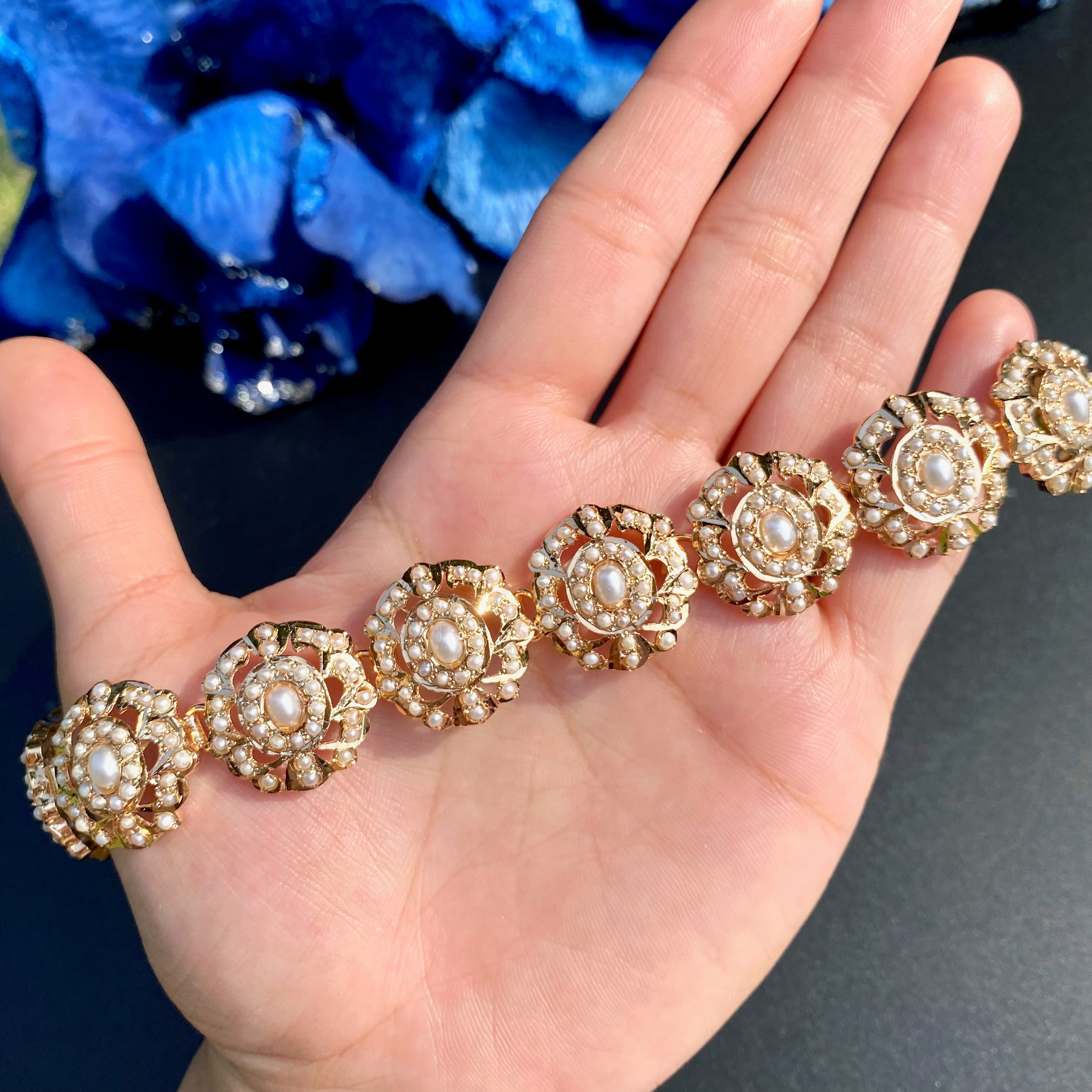 Pearl Rosette Jadau Choker Set | Gold Plated on 925 Silver NS 463