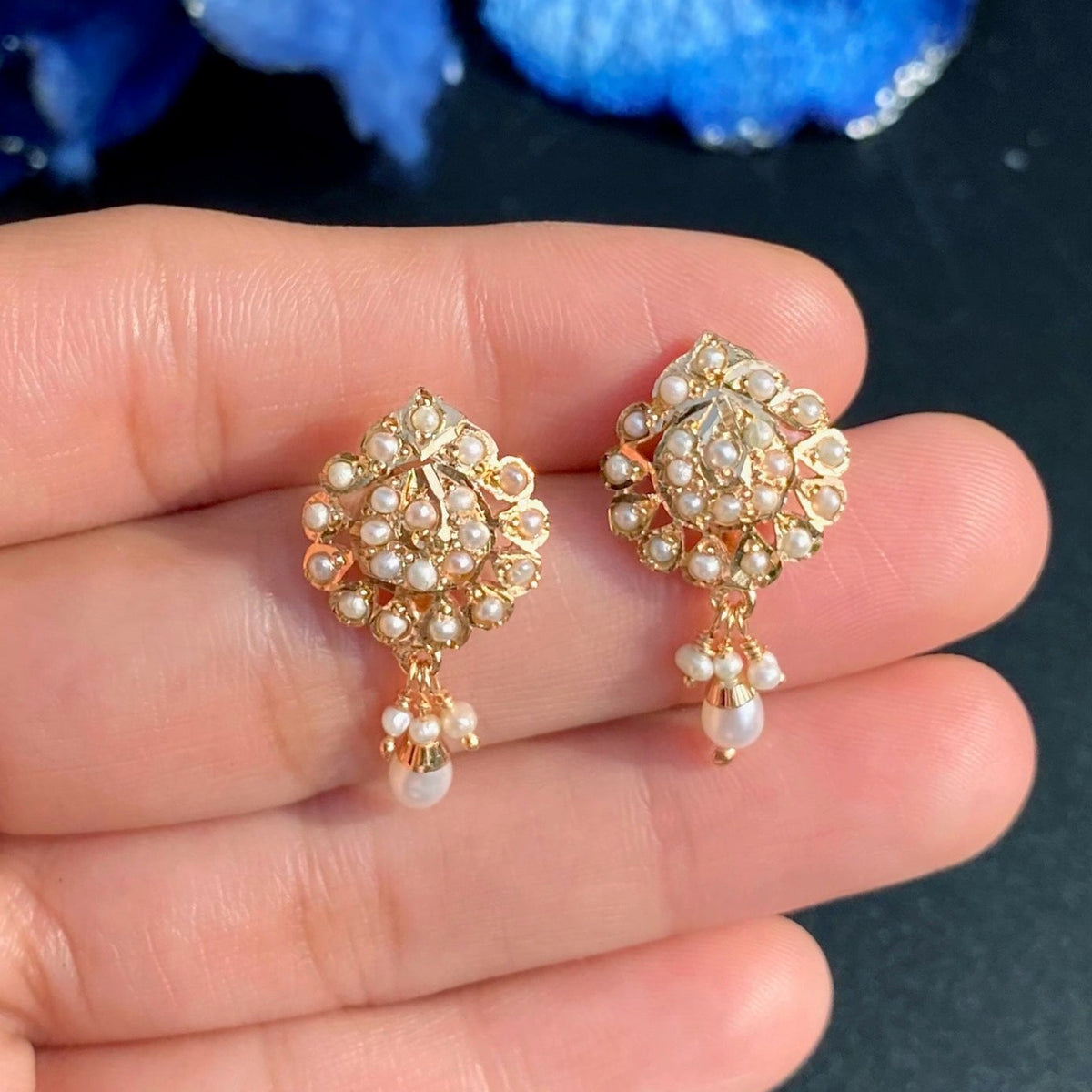 Dainty Pearl Stud Earrings | Gold Plated on Silver ER 823