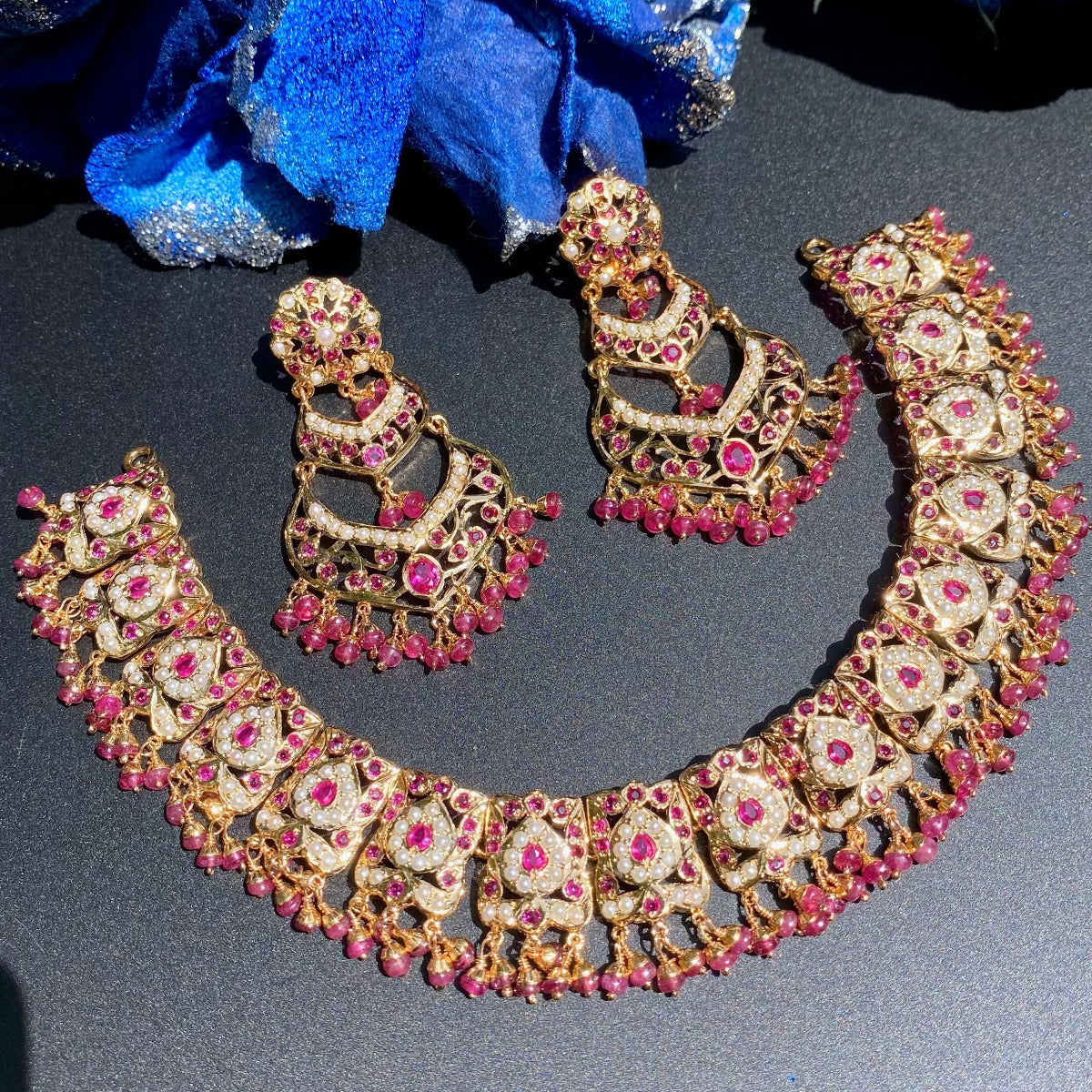 ruby set gold plated