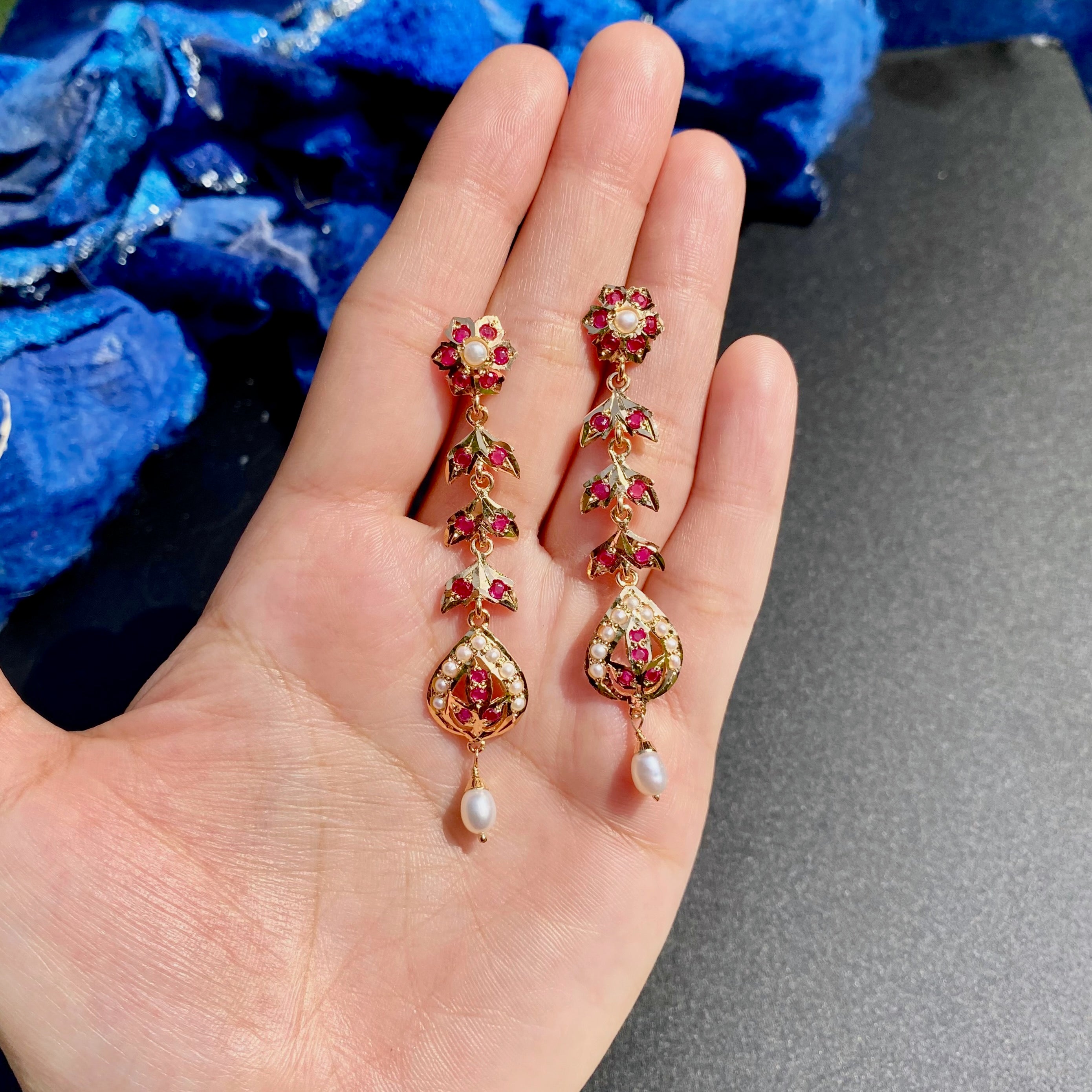Long Flowing Delicate Earrings | Sterling Silver with Gold Plating ER 723