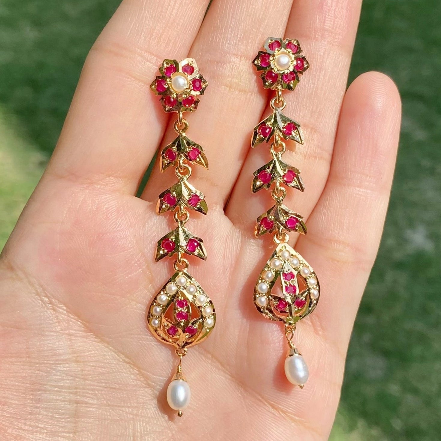 Long Flowing Delicate Earrings | Sterling Silver with Gold Plating ER 723