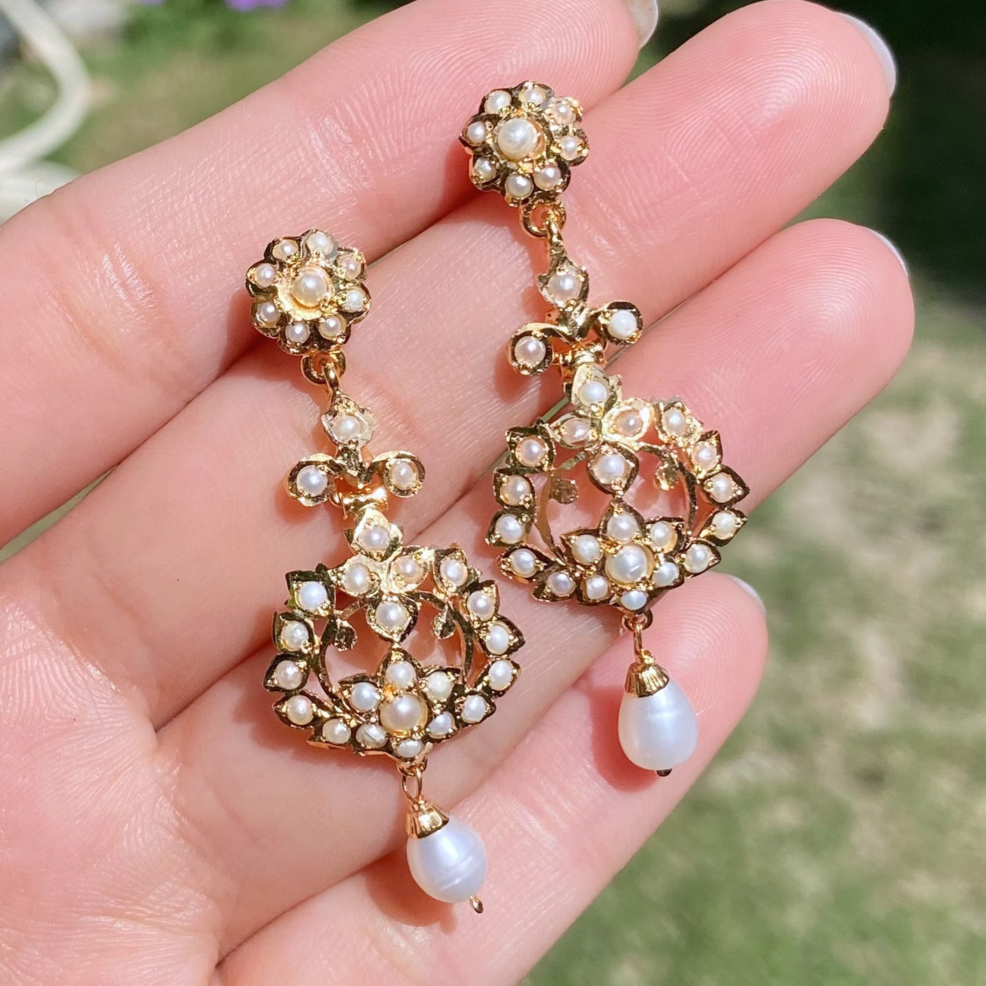 dainty and minimalistic pearl earrings
