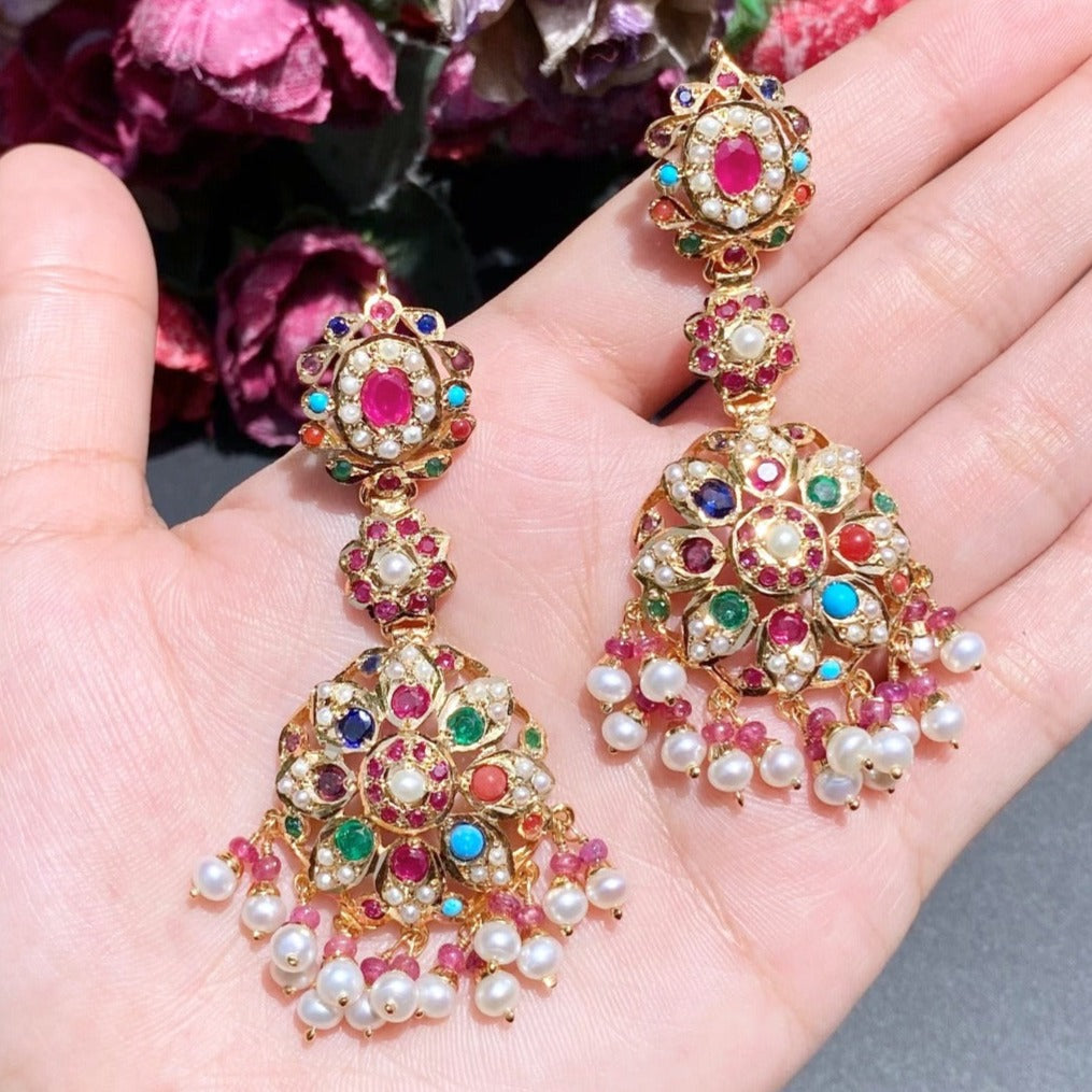 navratna earrings for women