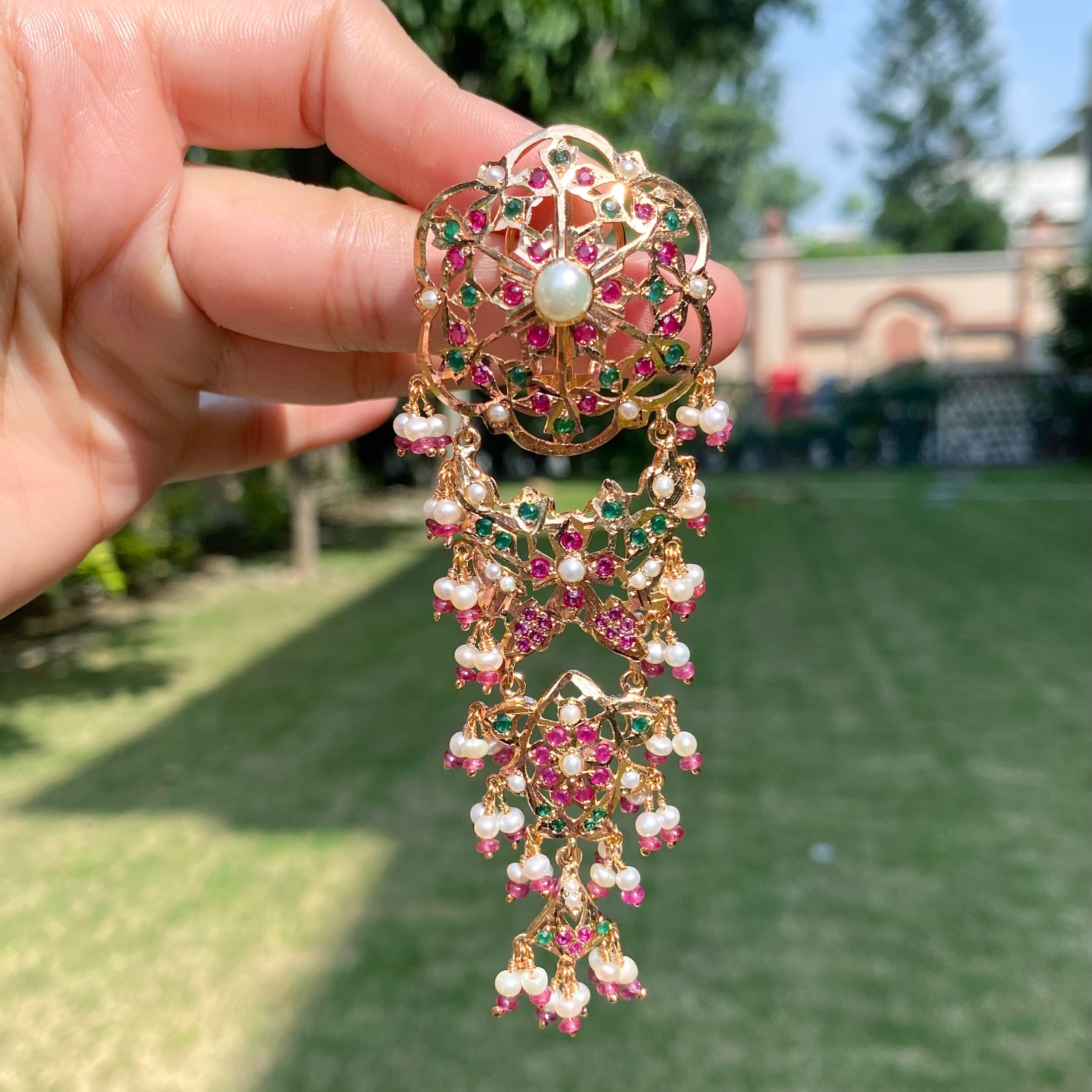 Statement Jadau Danglers | Gold Plated on 925 Silver ER 739