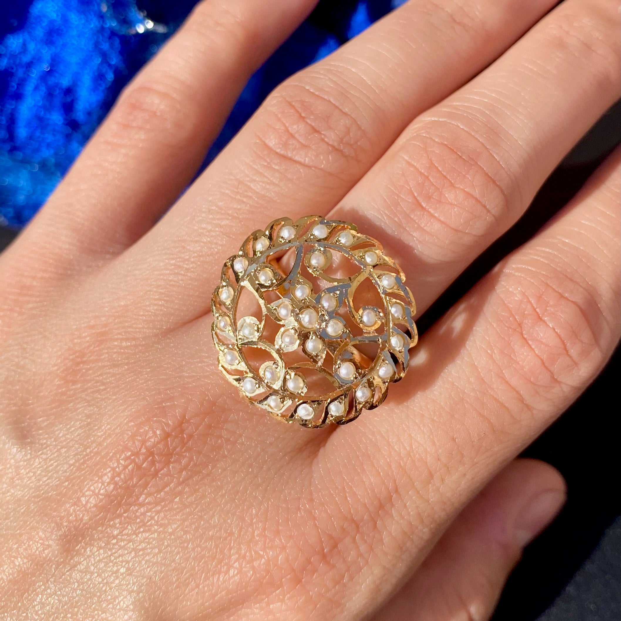 Delicate Pearl Ring | Elegant Gold Plated Pearl Ring | LR 068