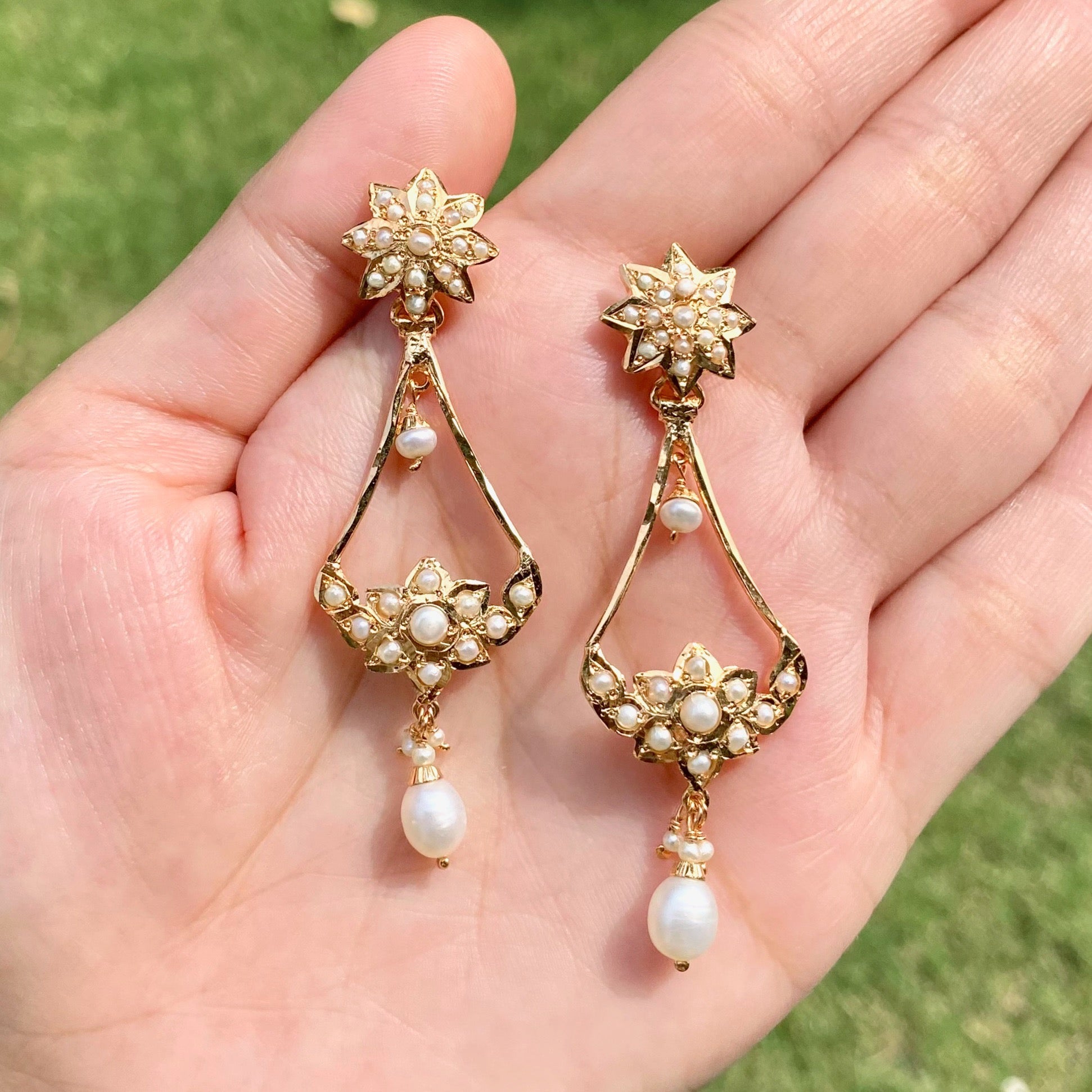 Dainty Pearl Earrings For Girls | Gold Plated on Sterling Silver ER 744
