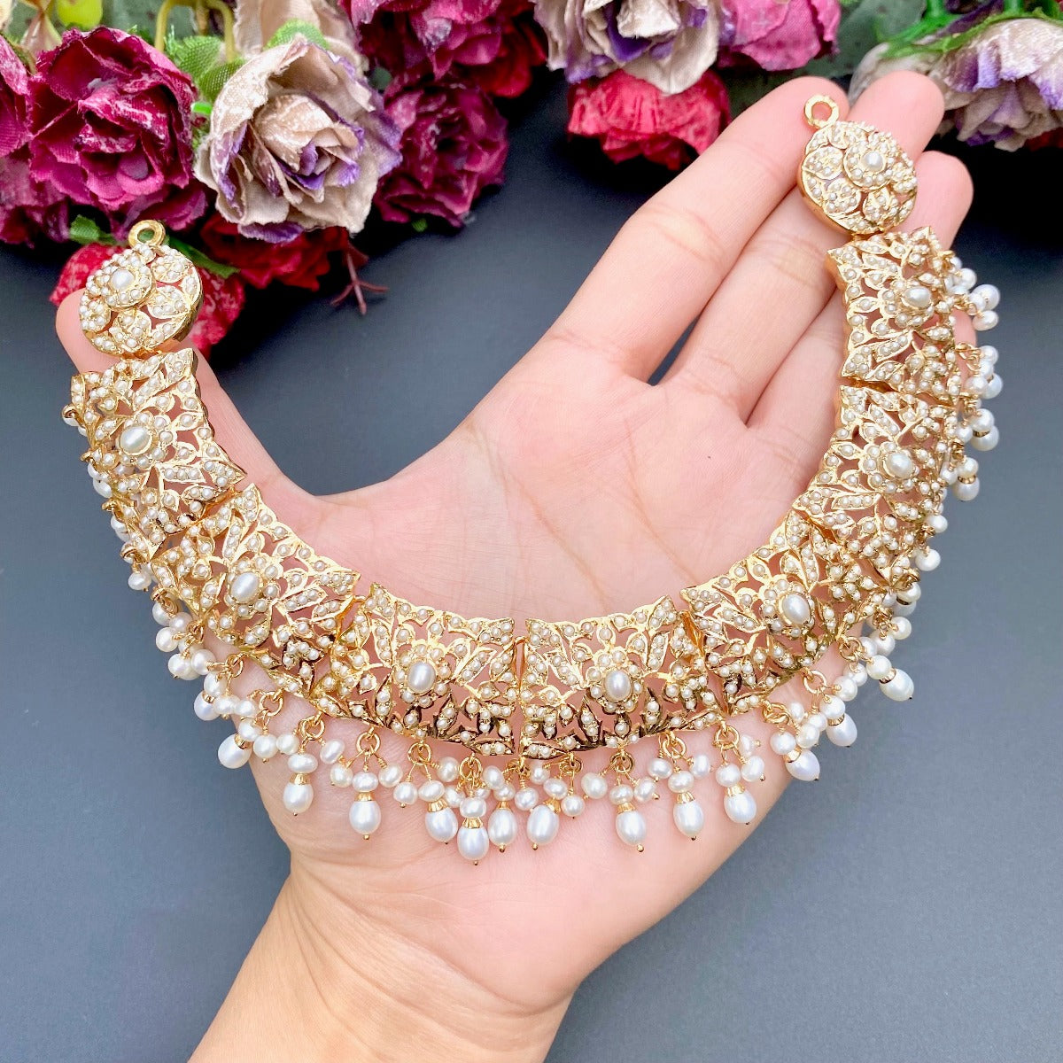 rajasthani pearl set with gold plating