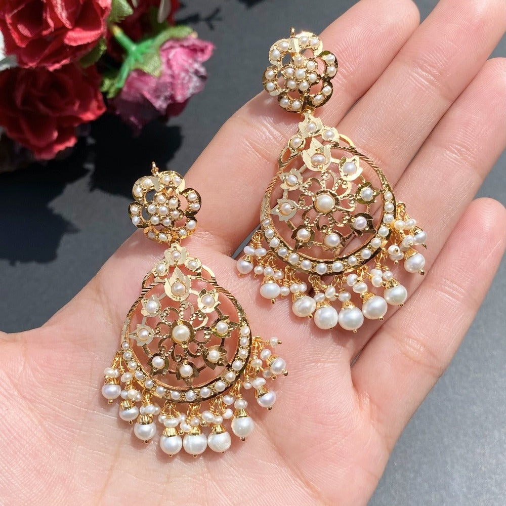 Sober Pearl Earrings | Gold Plated on Sterling Silver | Old World Charm ER 526B