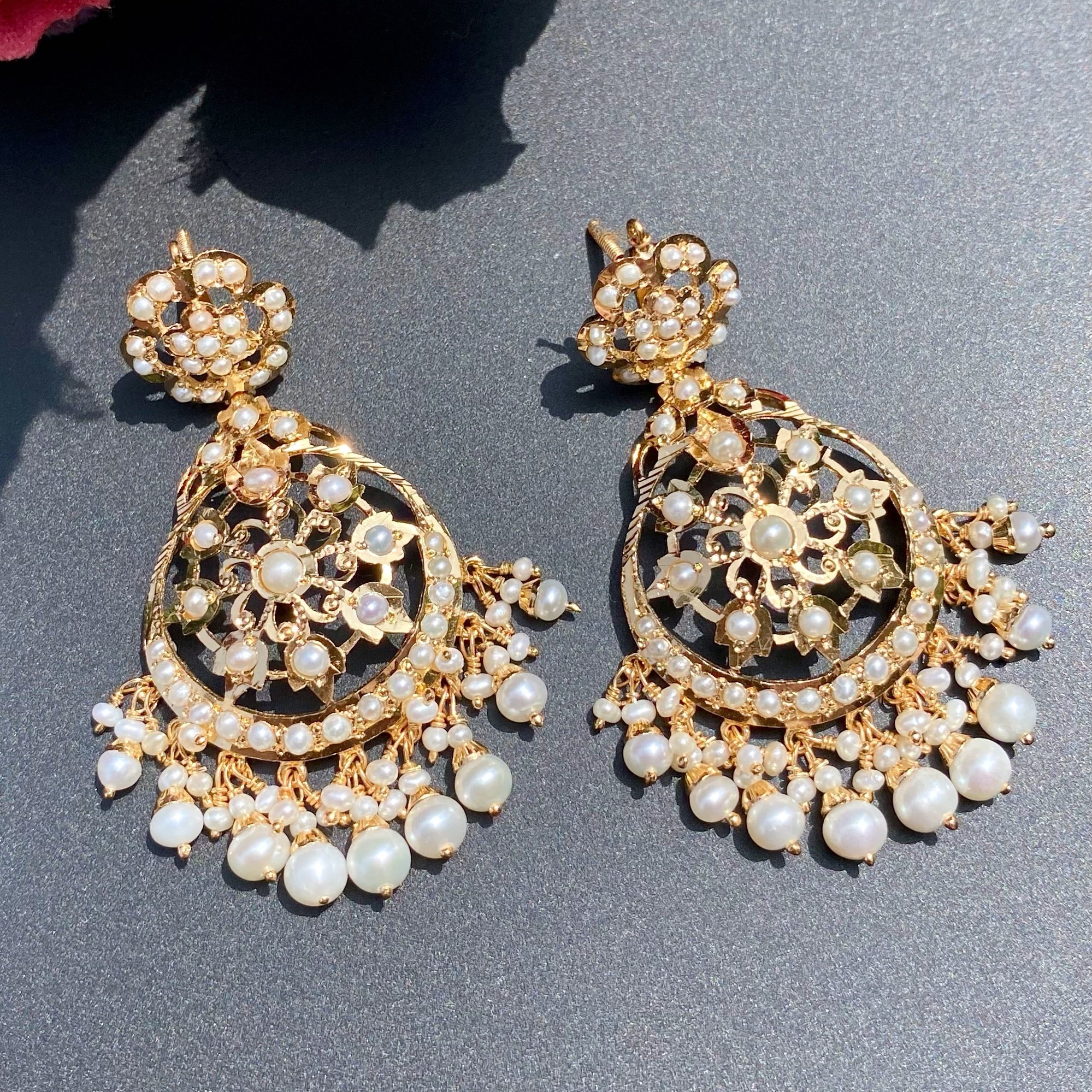 Sober Pearl Earrings | Gold Plated on Sterling Silver | Old World Charm ER 526B