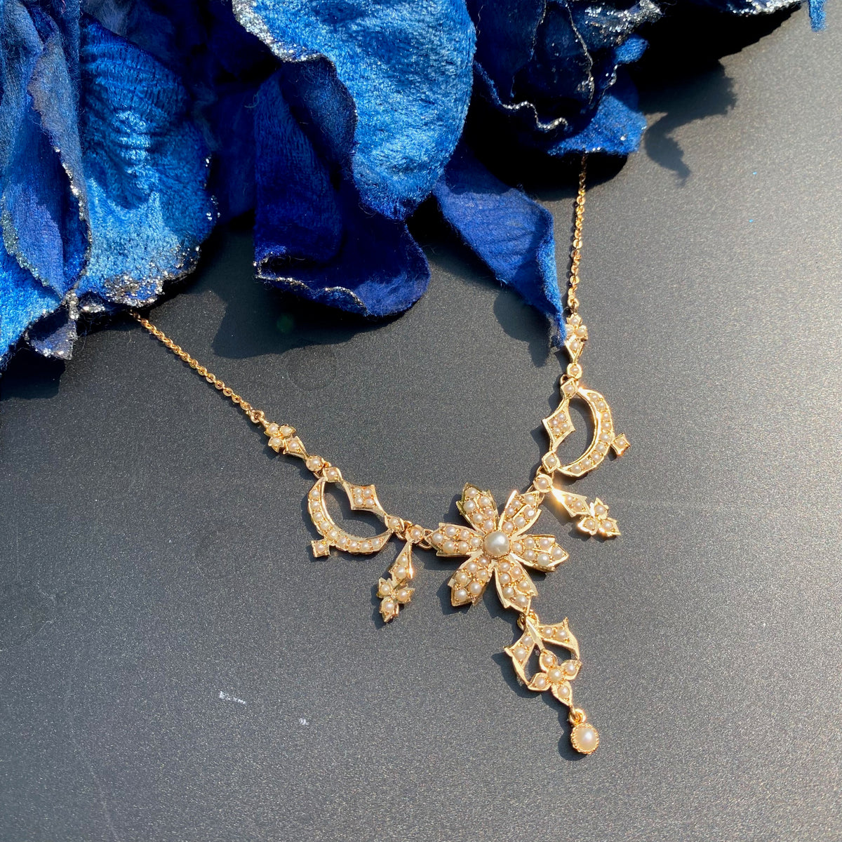 Old School Pearl Necklace Set | Gold Plated on 925 Silver NS 480