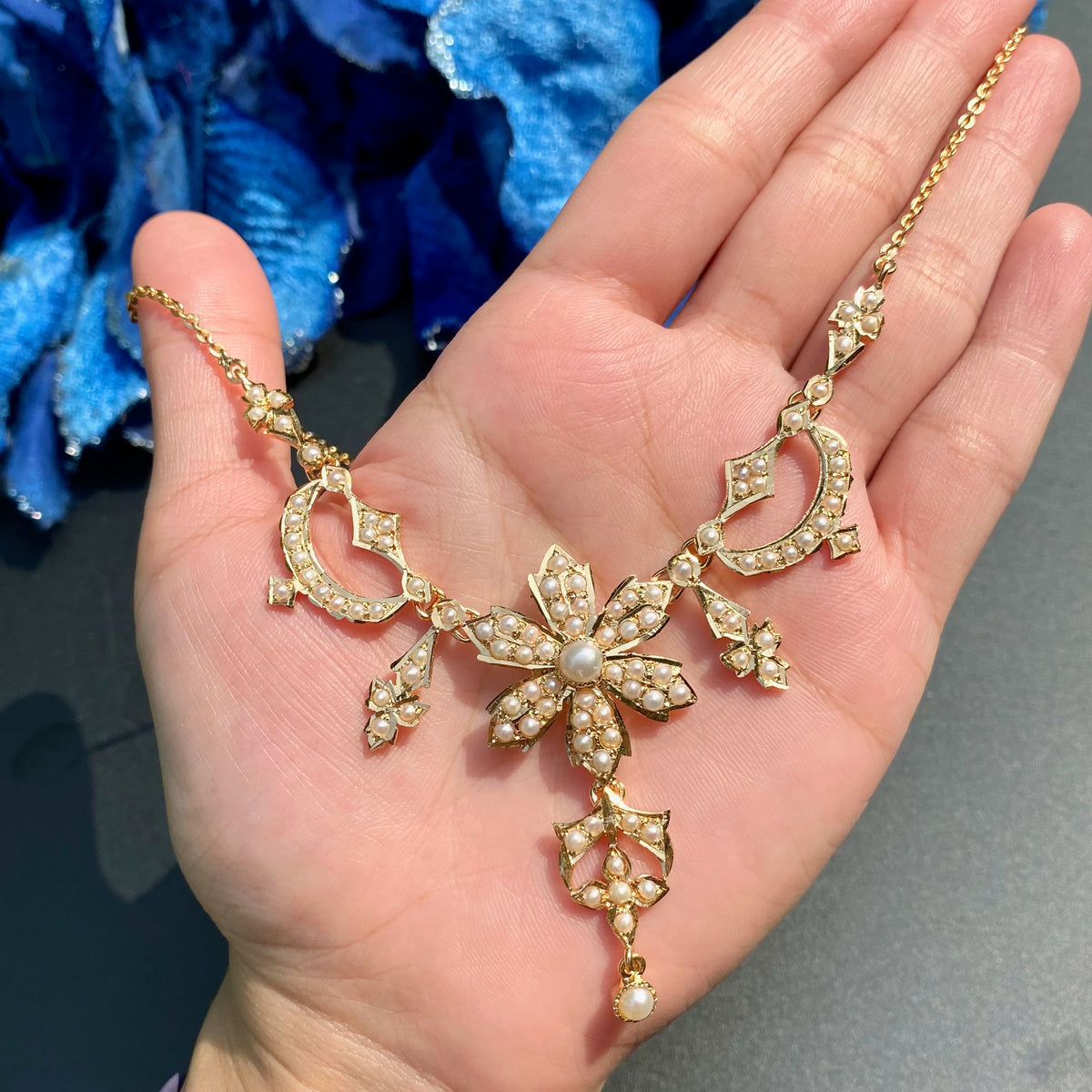Old School Pearl Necklace Set | Gold Plated on 925 Silver NS 480