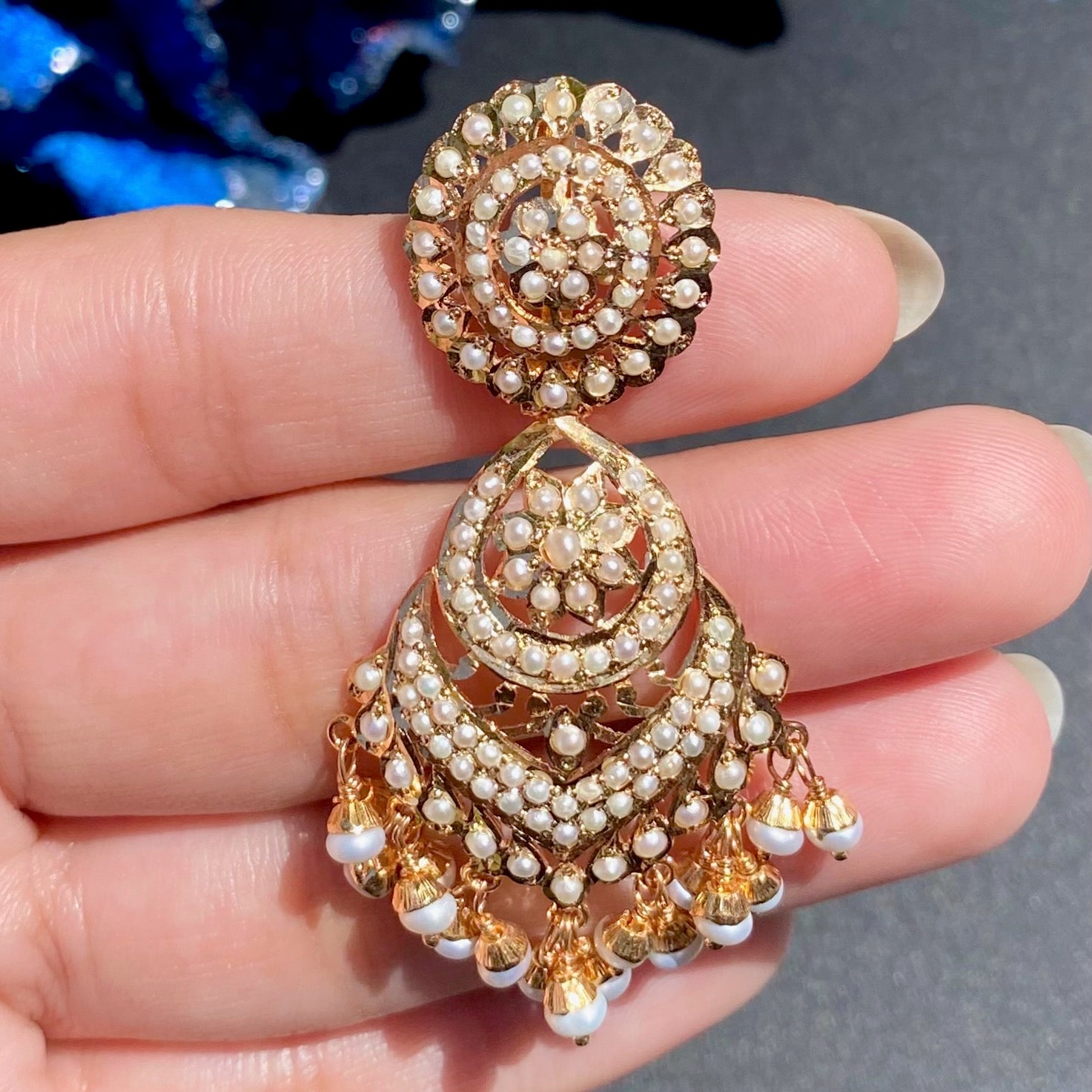 gold plated earrings studded with pearls