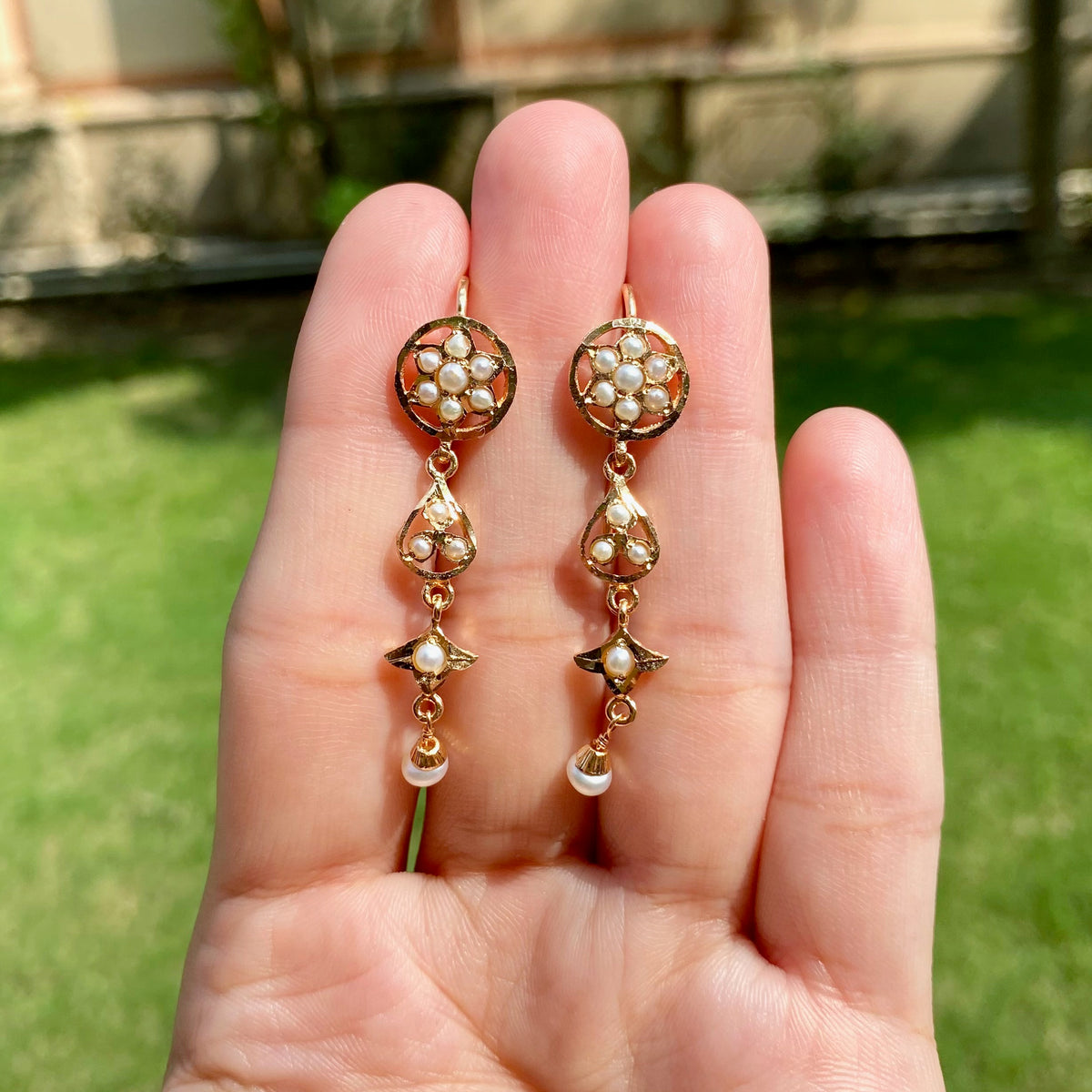 Pearl Floral Drop Earrings ER 776