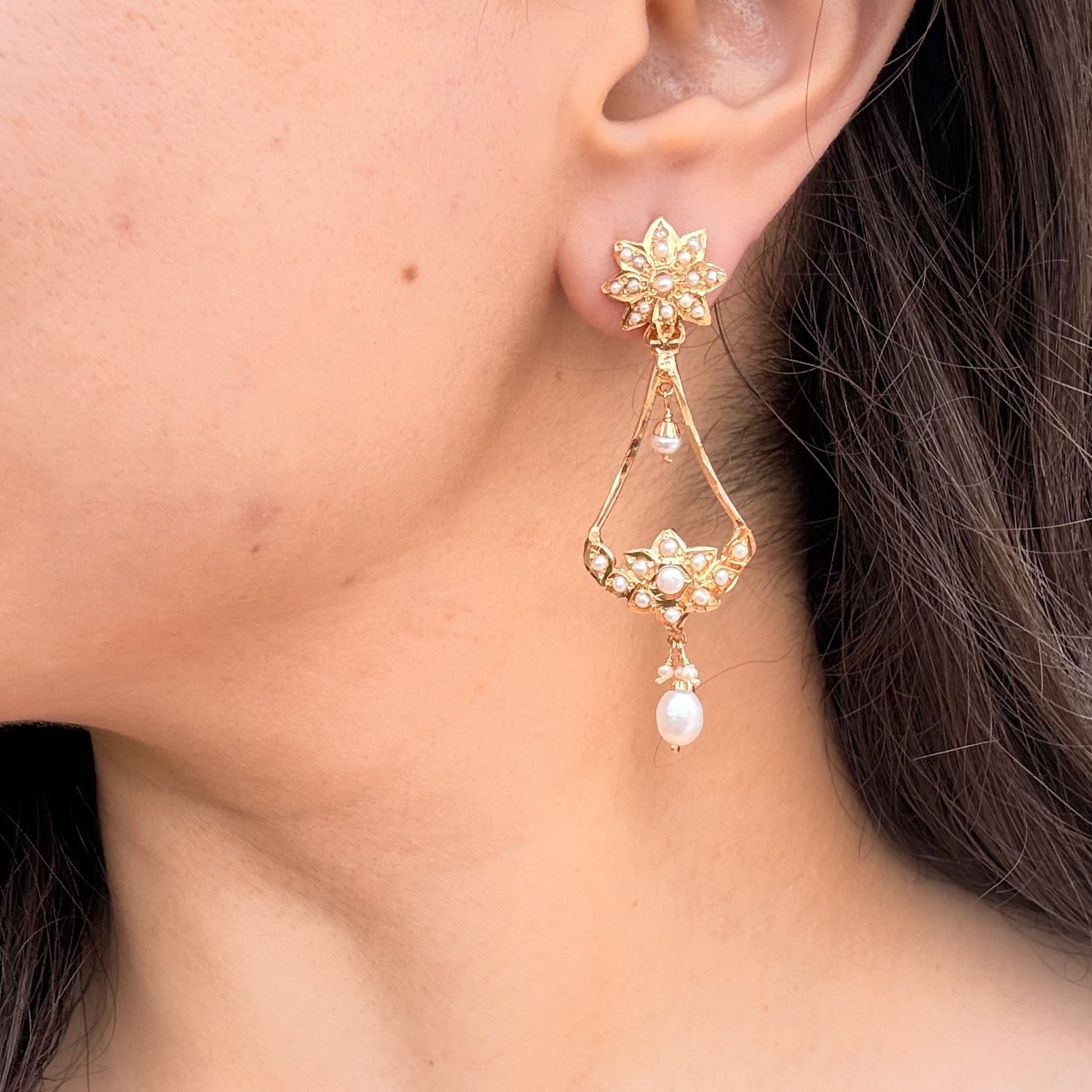 Dainty Pearl Earrings For Girls | Gold Plated on Sterling Silver ER 744