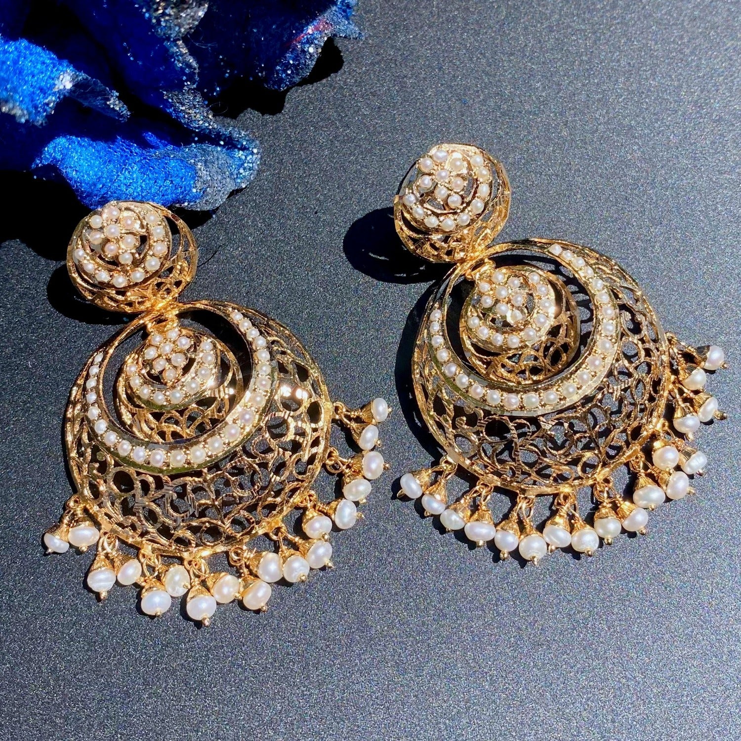 silver gold plated chandbali earrings