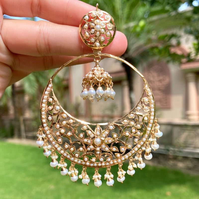 Magnificient Pearl Chandbal with Jhumki Inside | Gold Plated on 925 Silver ER 787