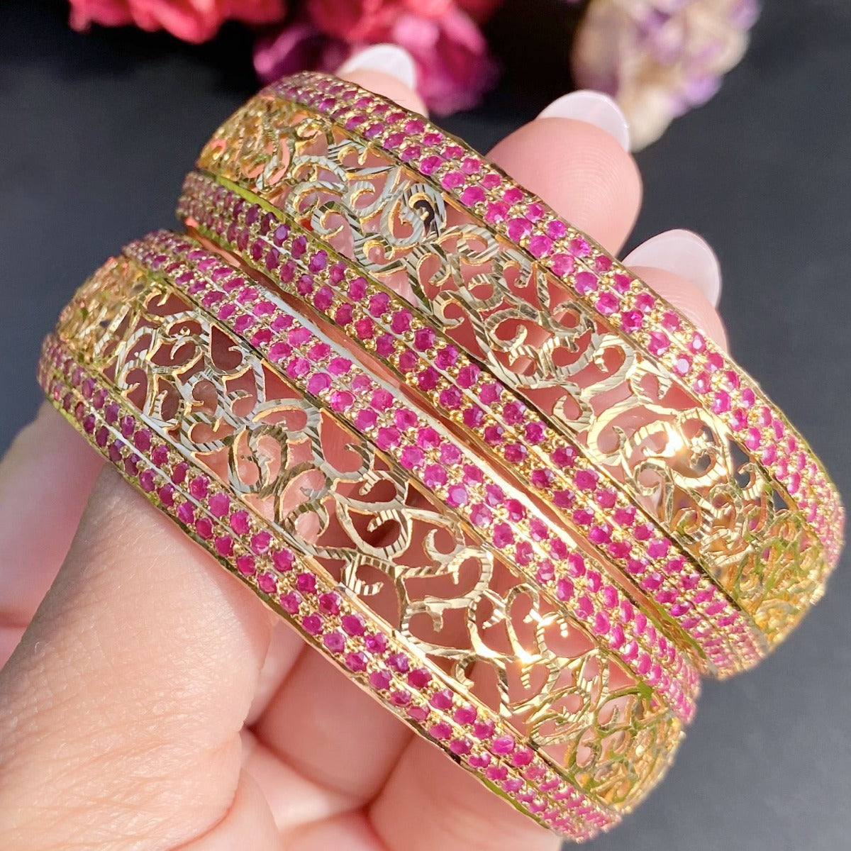 Tanishq gold deals ruby bangles