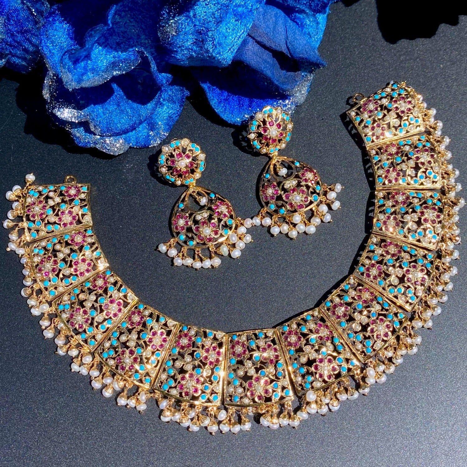 Turquoise bridal necklace set