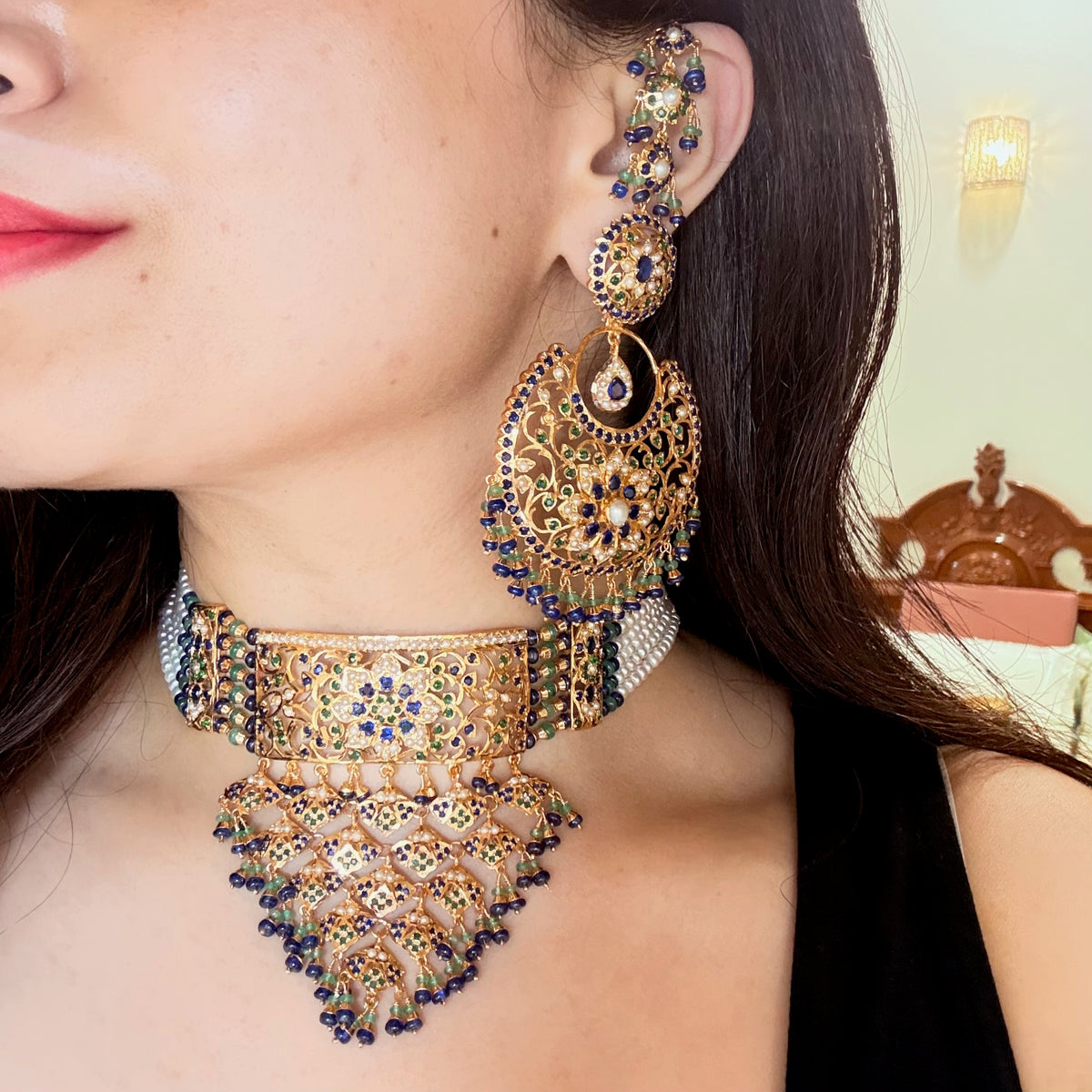Exquisite Choker Set for Brides | Unique Royal Color Combination | NS 483