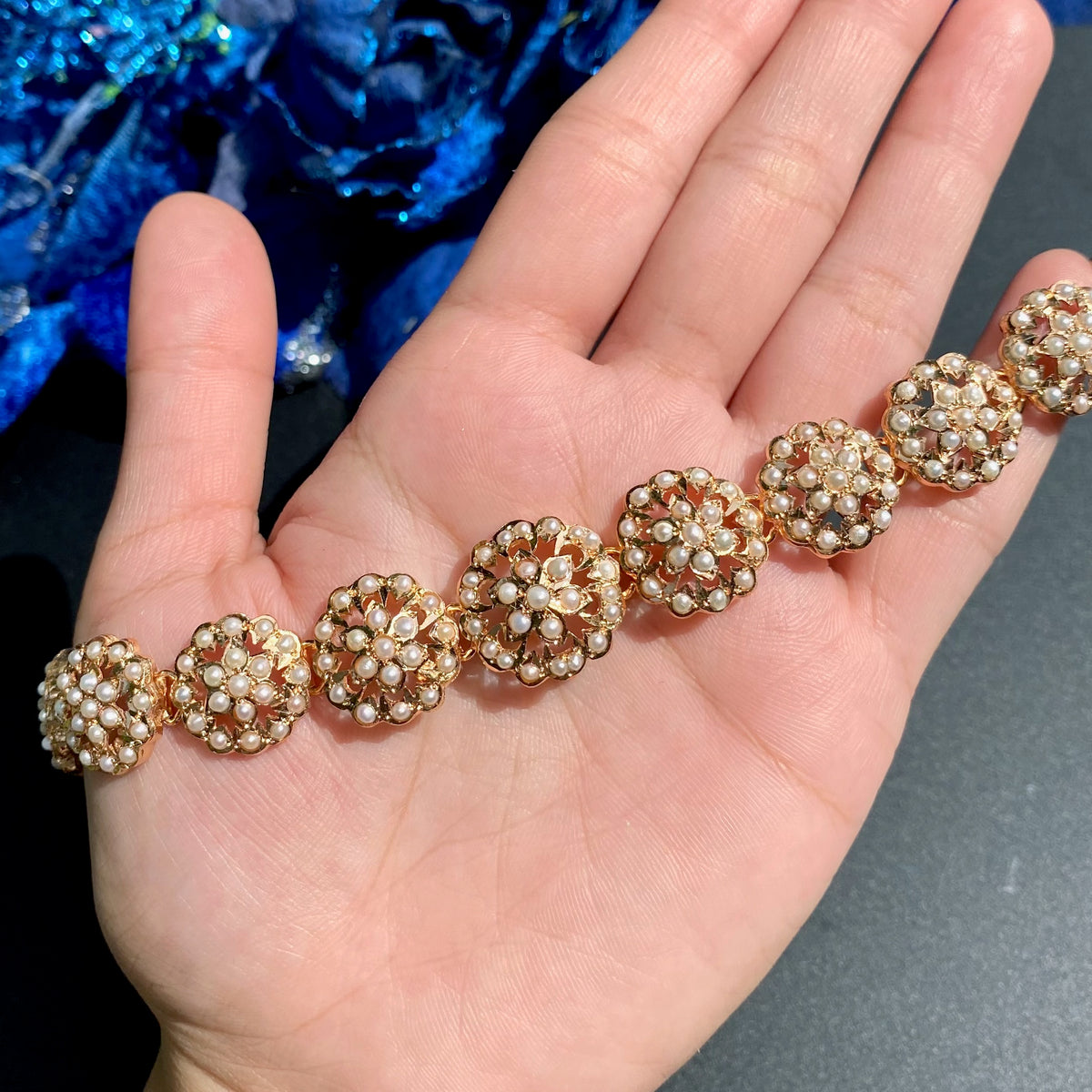 Minimal Pearl Floral Choker Set | Gold Plated Sterling Silver NS 493