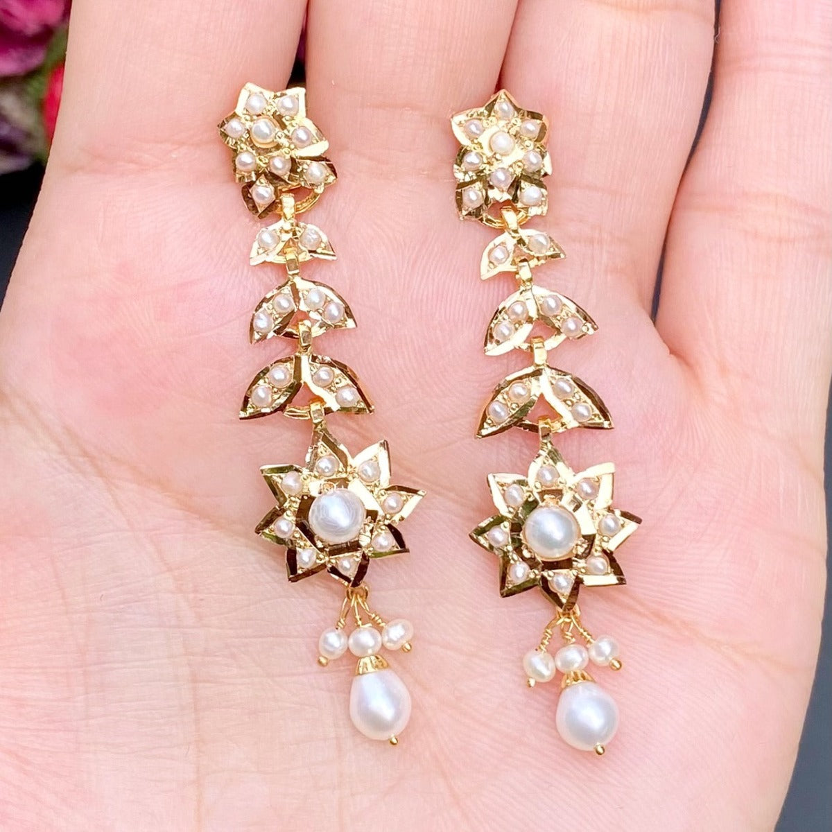 indo western seed pearl earrings