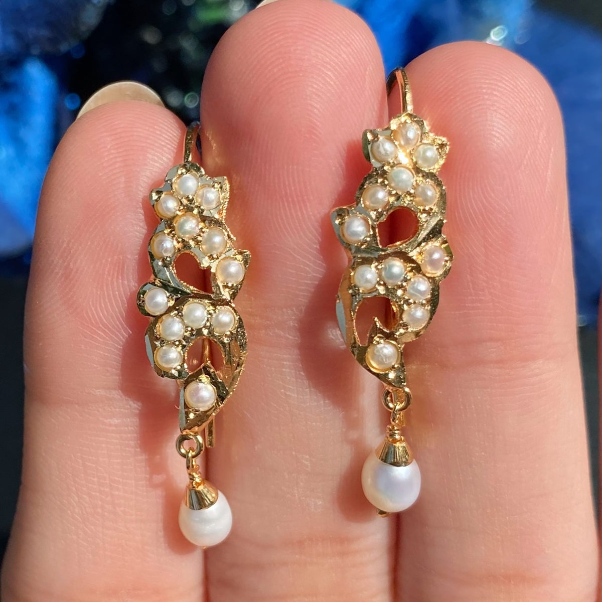 Elegant Jadau Fish Hook Earrings in All Pearls | Gold Plated on 925 Silver ER 815