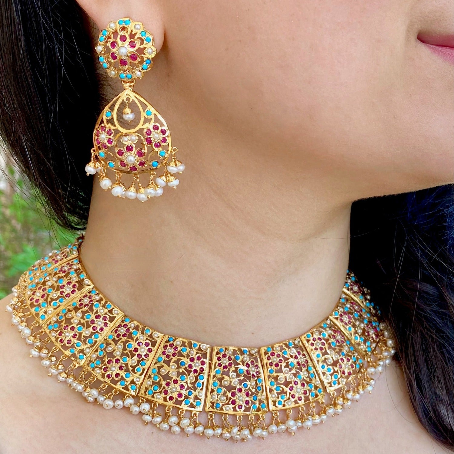 heavy jadau necklace set 