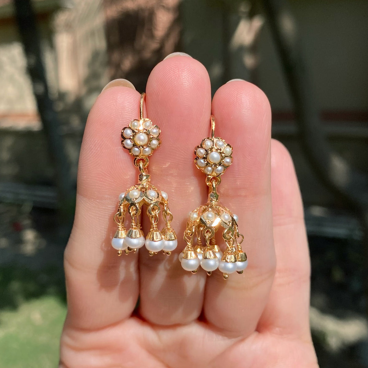Dainty Pearl Jhumkis for Girls & Women | Gold Plated on Silver ER 817