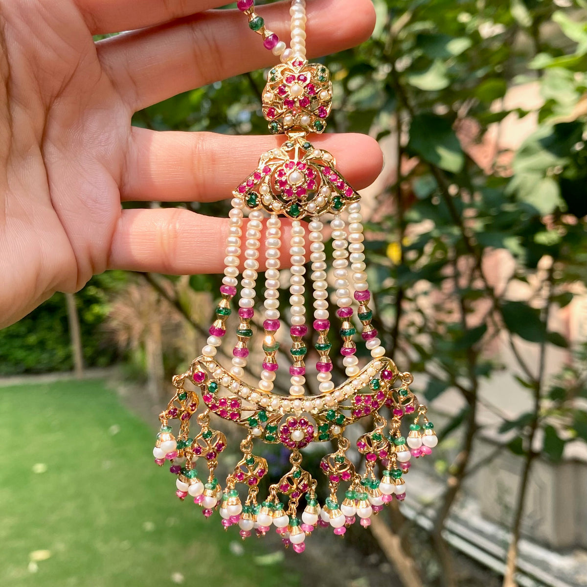Statement Jadau Jhoomer Earrings | Gold Plated on Silver ER 819