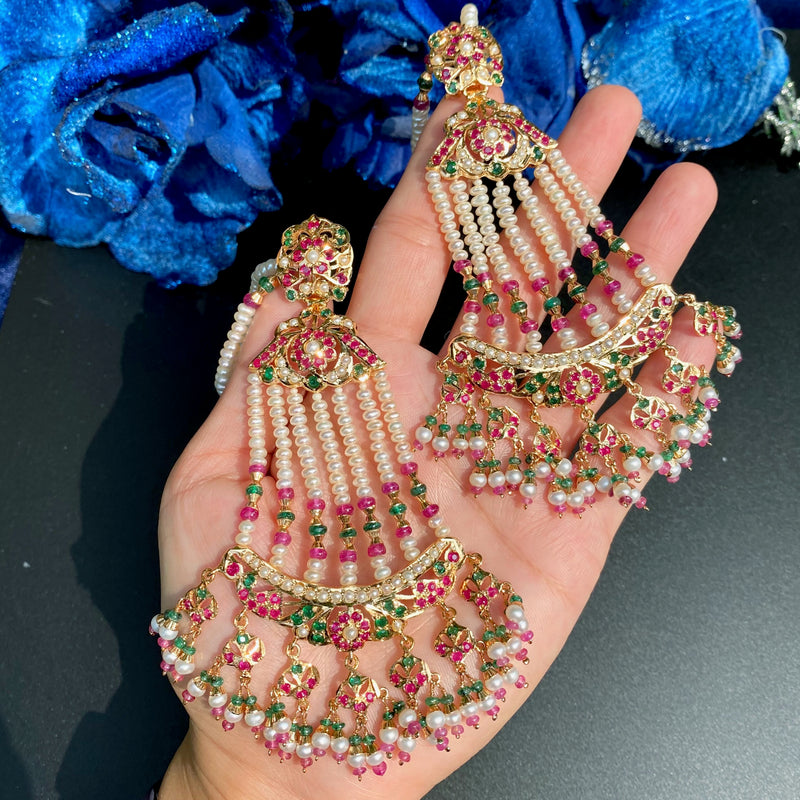 Statement Jadau Jhoomer Earrings | Gold Plated on Silver ER 819