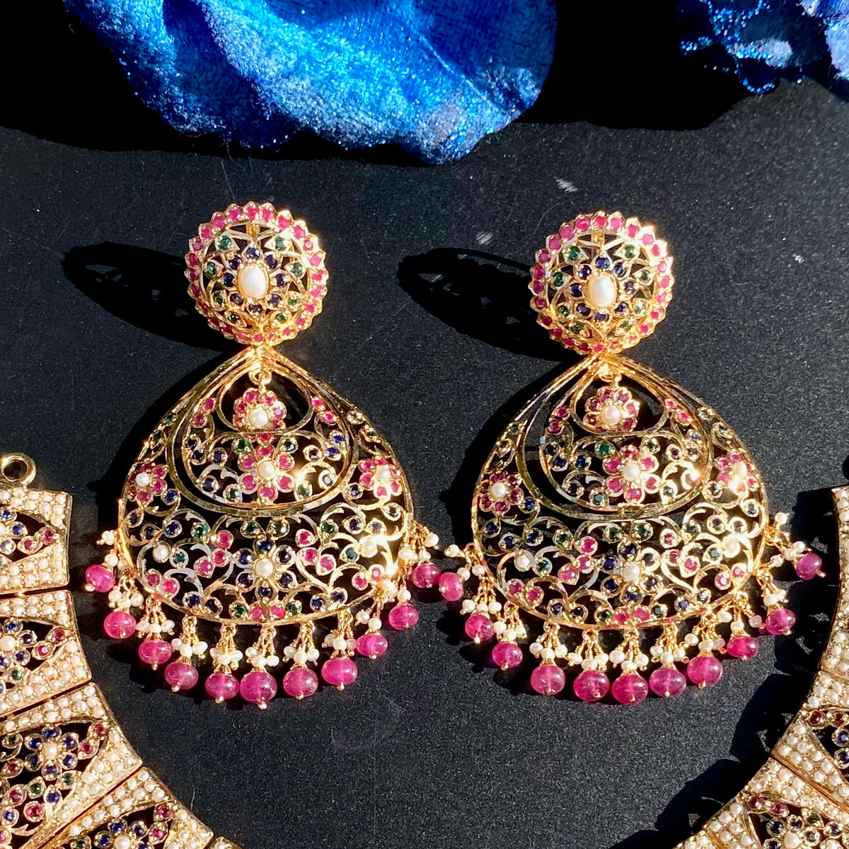 Bridal Wear Jadau Guluband with Multicolored Stones & Pearls | Gold Plated on Silver NS 507